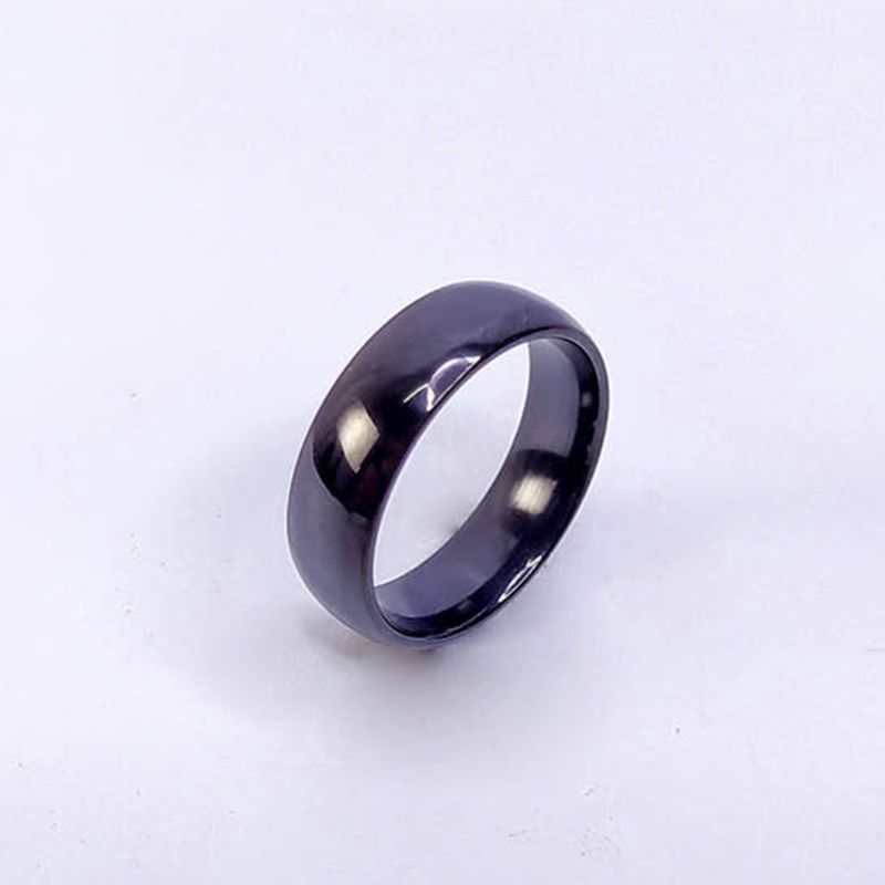 ANEL ALIANÇA AÇO INOX PRETO ANATÔMICA ABAULADA 6MM - Número 32/33