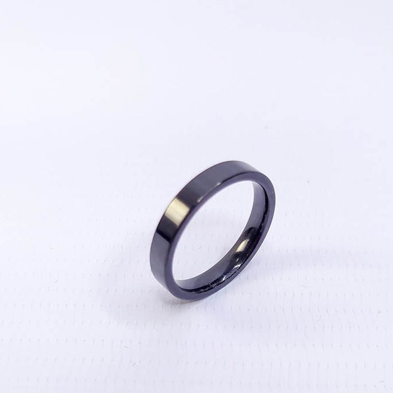 ANEL ALIANÇA AÇO INOX PRETO ANATÔMICA RETA 4MM - Número 18/19