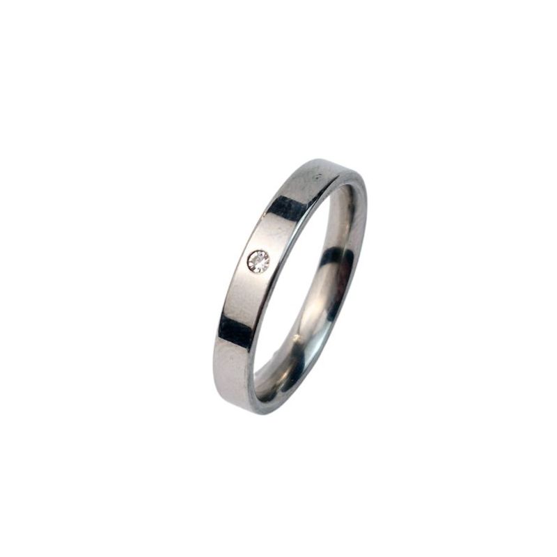 ANEL ALIANÇA AÇO INOX ANATÔMICA RETA 4MM C/ 1 ZIRCONIA - Número 26/27