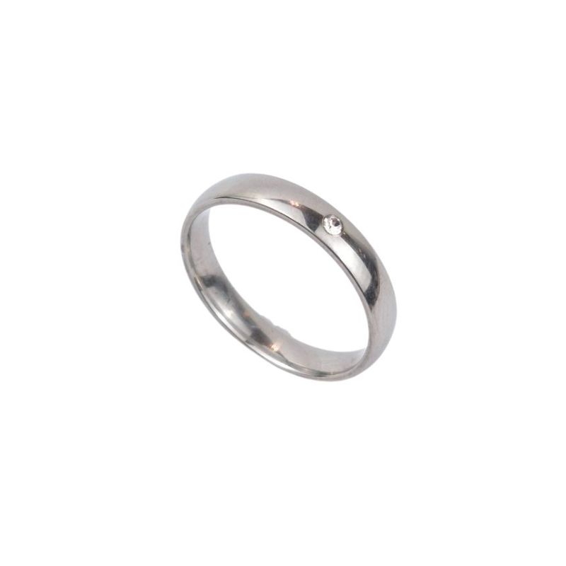 ANEL ALIANÇA AÇO INOX ANATÔMICA ABAULADA 4MM C/ 1 ZIRCONIA - Número 30/31
