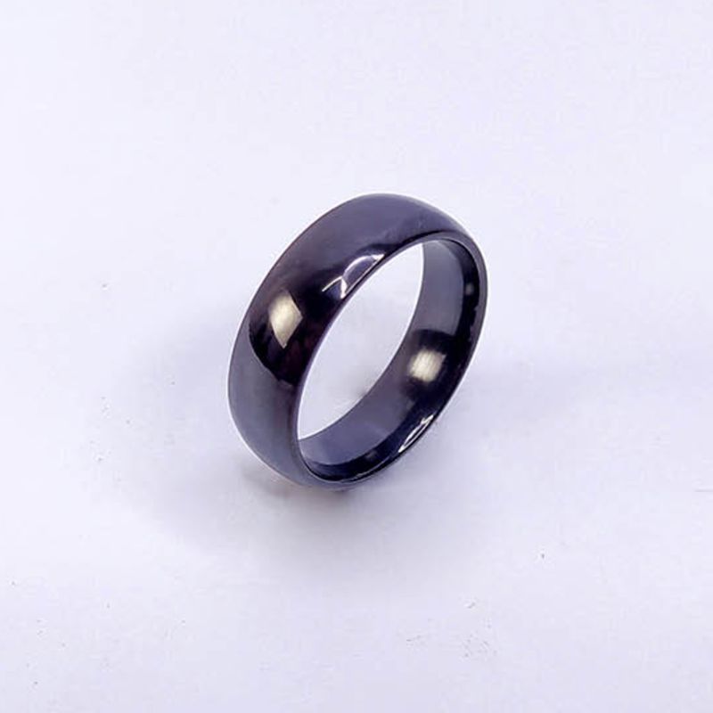 ANEL ALIANÇA AÇO INOX PRETO ANATÔMICA ABAULADA 6MM - Número 16/17