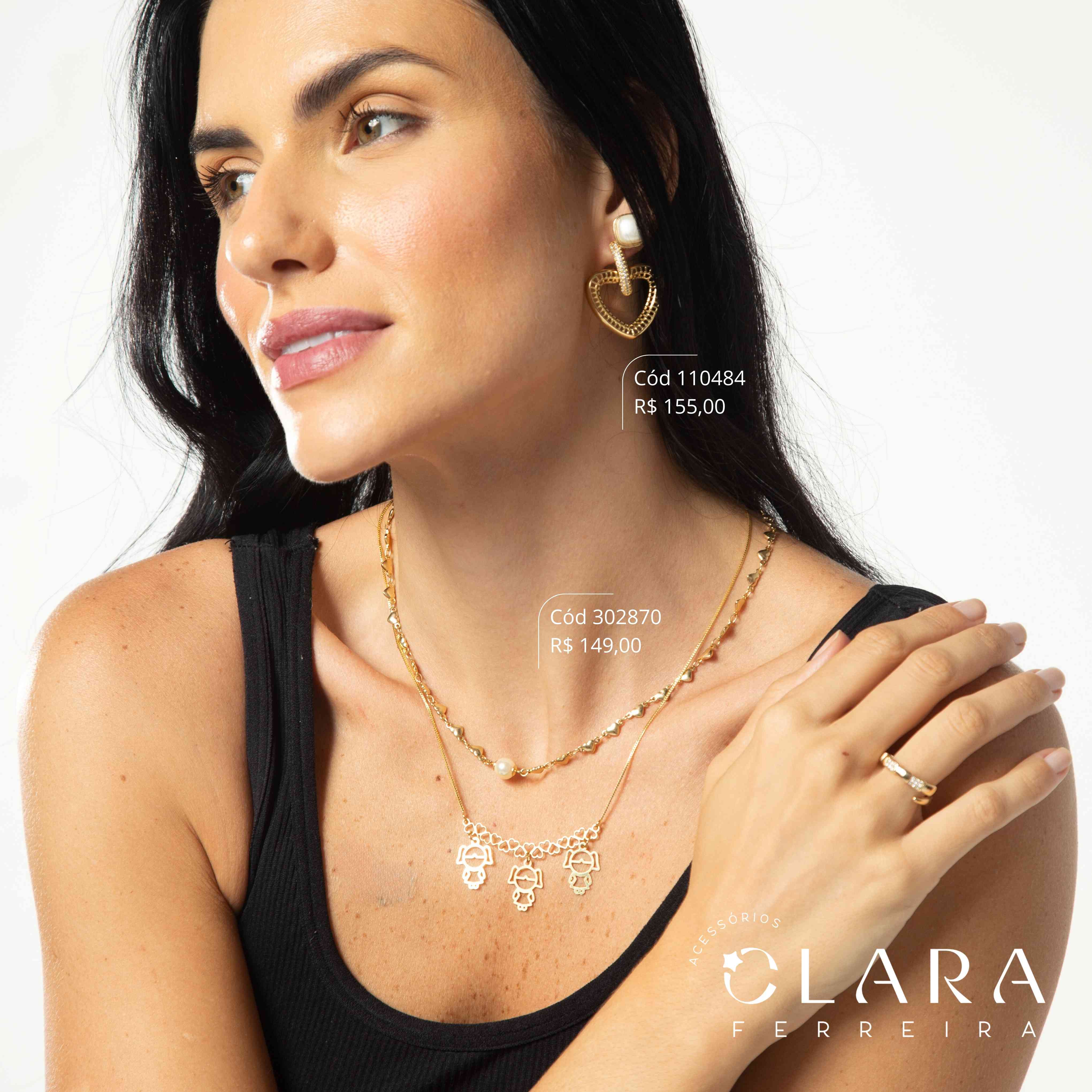 BRINCO CORAÇÃO 26MM VAZADO NA BASE 3 FILEIRAS MICROZIRCÔNIAS - EDIÇÃO LIMITADA - Dourado