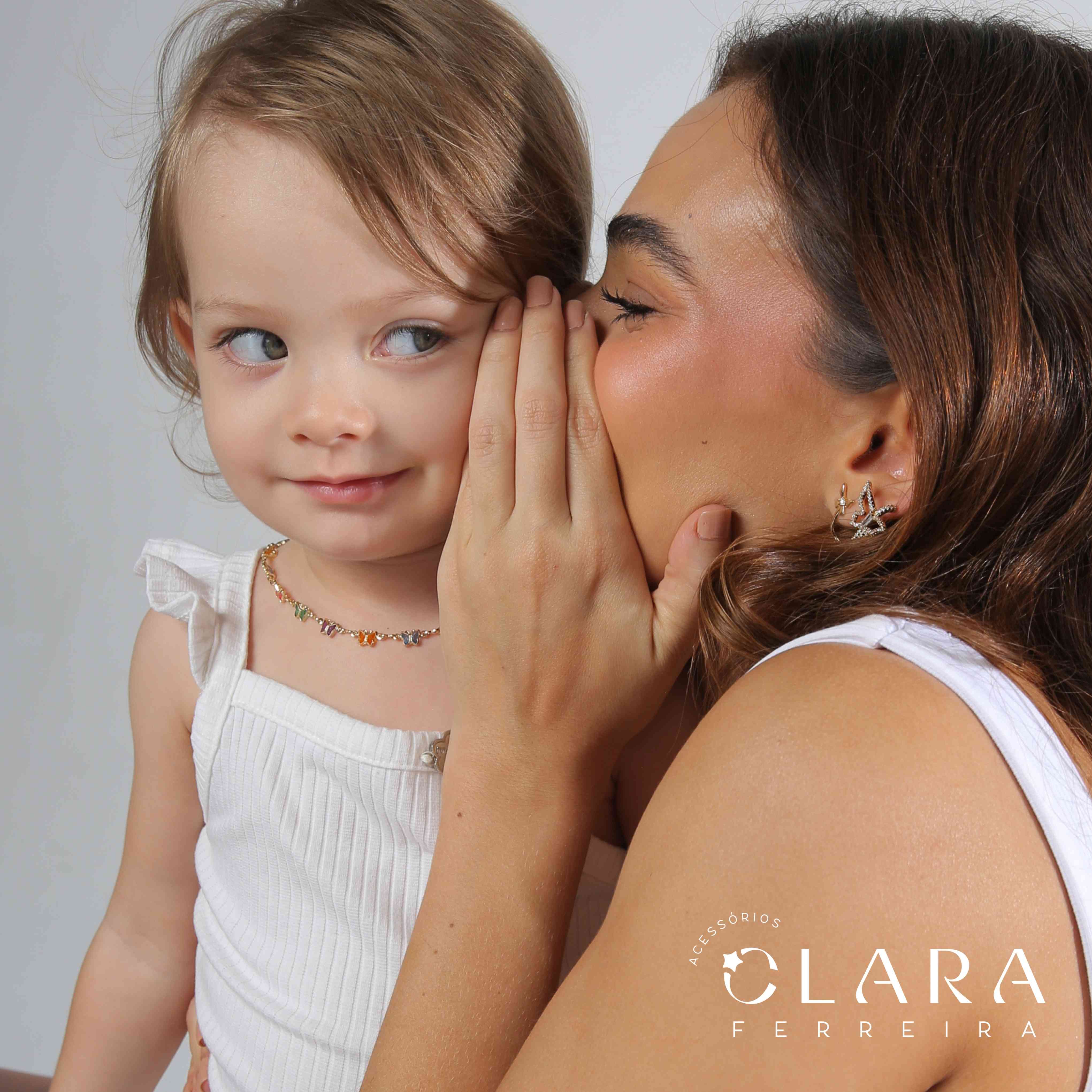 BRINCO SILHUETA 2 FIOS C/ 2 BORBOLETAS NAS PONTAS - EDIÇÃO LIMITADA - Dourado