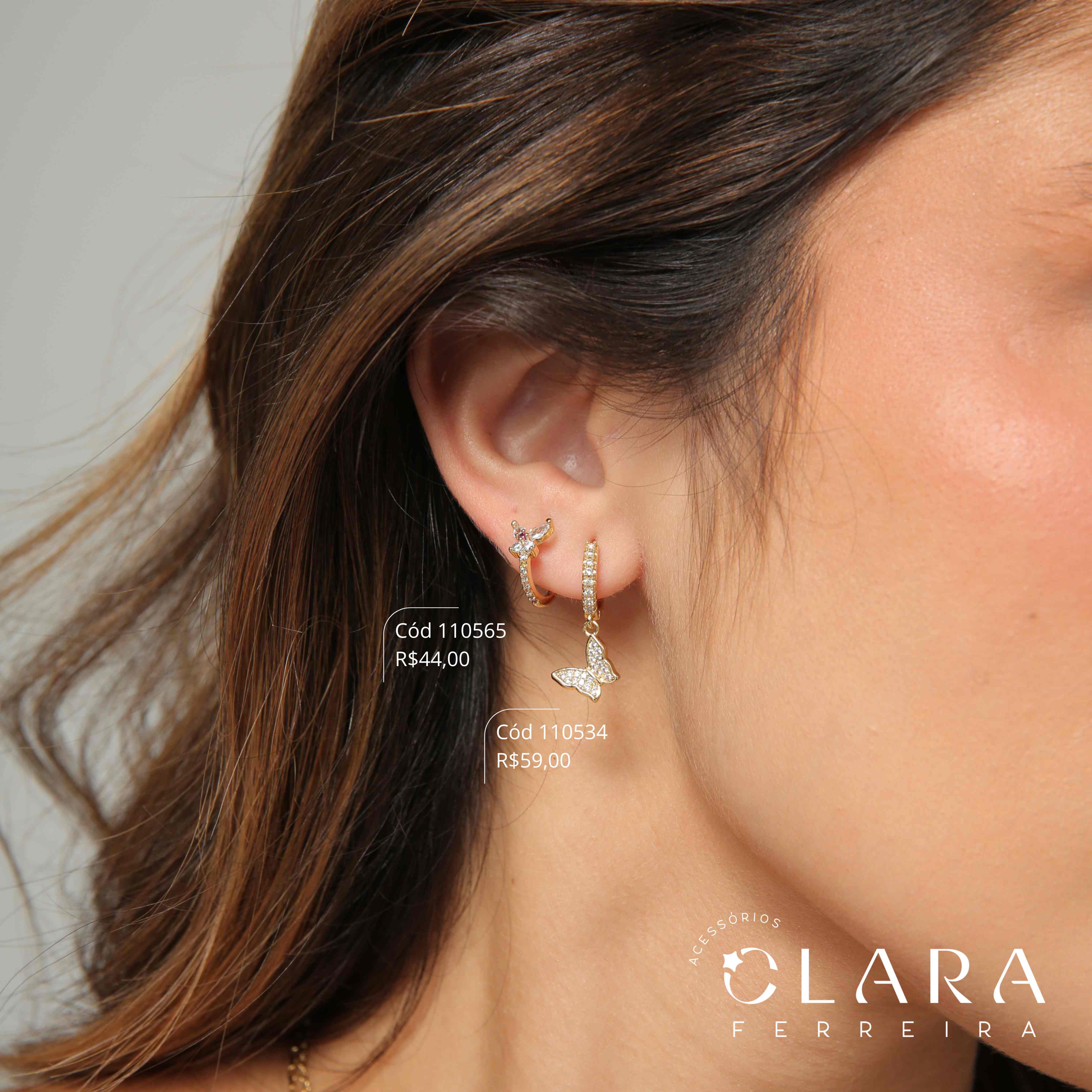 BRINCO INFANTIL ARGOLINHA 1 FILEIRA MICROZIRCÔNIAS C/ 1 BORBOLETA ASAS ZIRCÔNIA NAVETE 6MM - 12X2MM - PEÇA VENDIDA - Dourado - CLARINHA KIDS