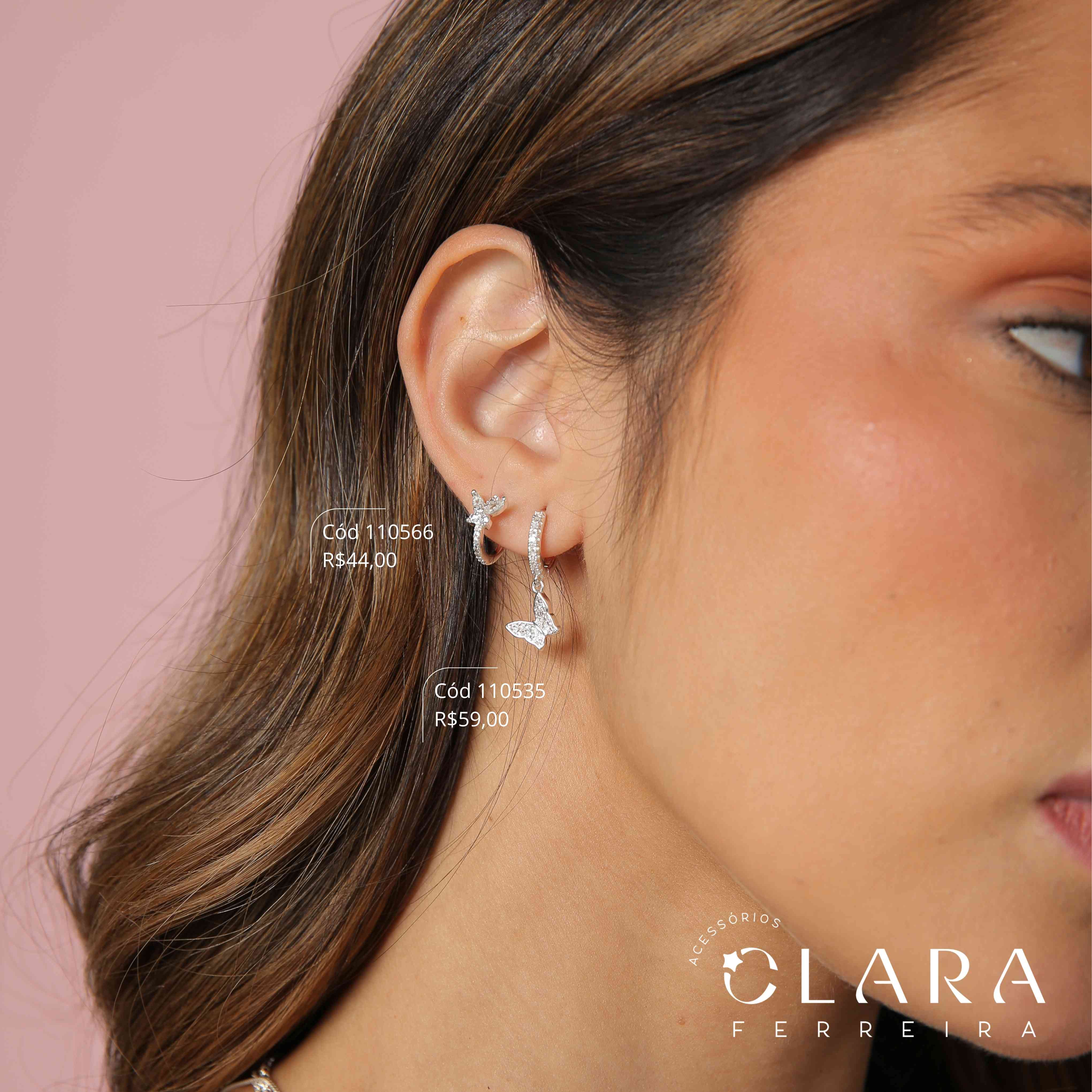 BRINCO INFANTIL ARGOLINHA 1 FILEIRA MICROZIRCÔNIAS C/ 1 BORBOLETA ASAS ZIRCÔNIA NAVETE 6MM - PEÇA VENDIDA - 12X2MM - Banho de Prata - CLARINHA KIDS