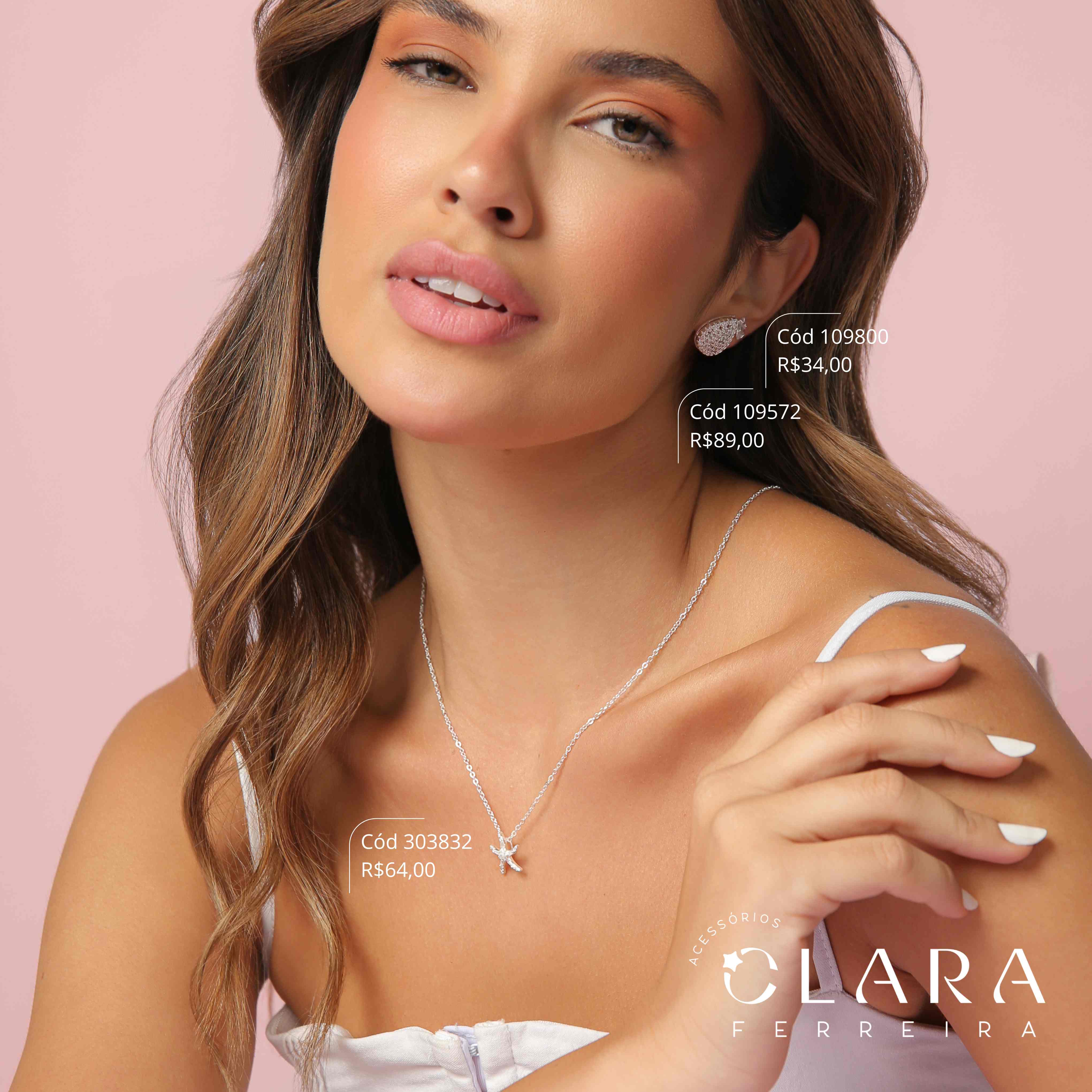 COLAR ELOS C/ PINGENTE ESTRELA DO MAR MICROZIRCÔNIAS - 15MM - 45CM - Banho de Prata