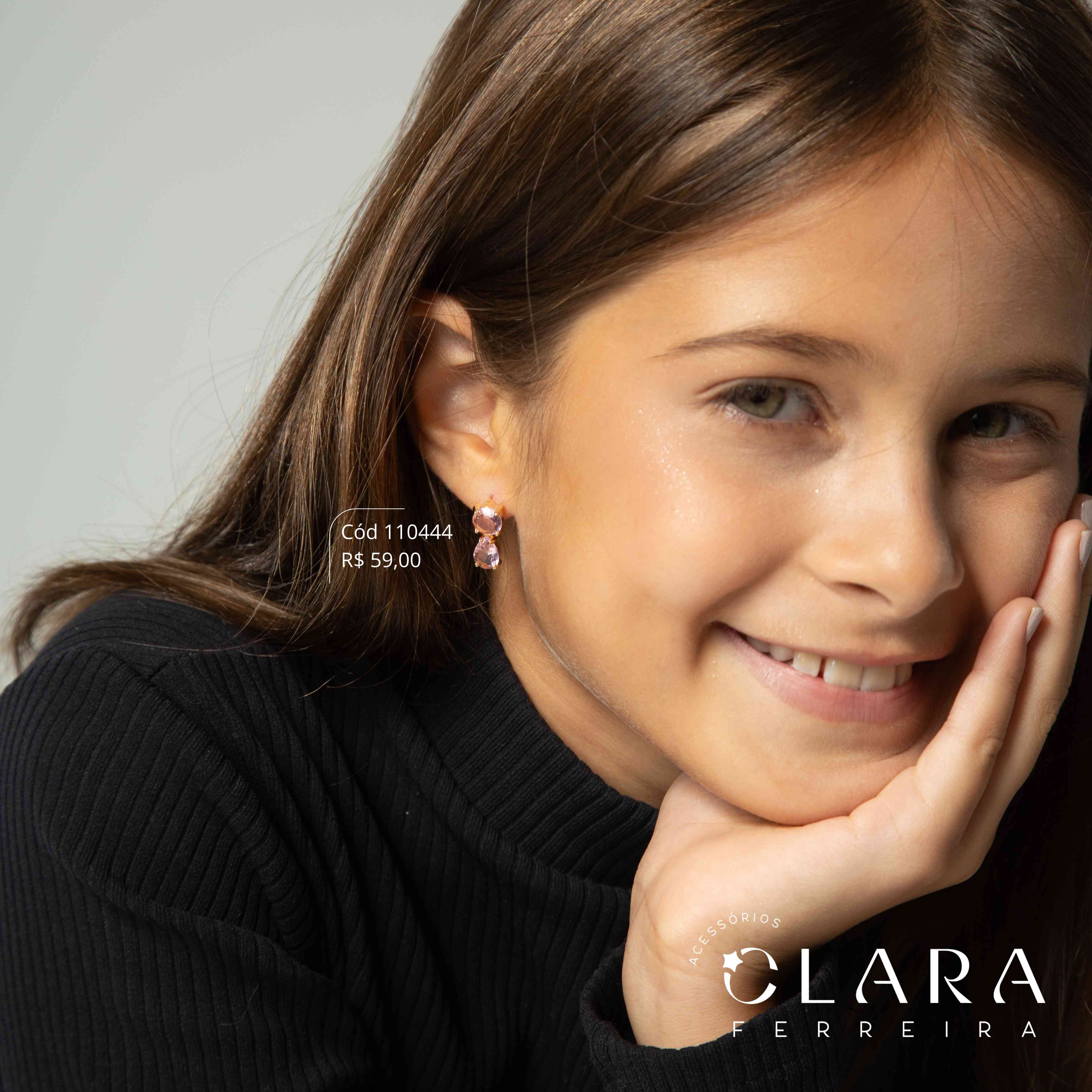 BRINCO GEOMETRICO 2 ZIRCÔNIAS: 1 ZIRCÔNIA REDONDA E 1 ZIRCÔNIA GOTA - Dourado