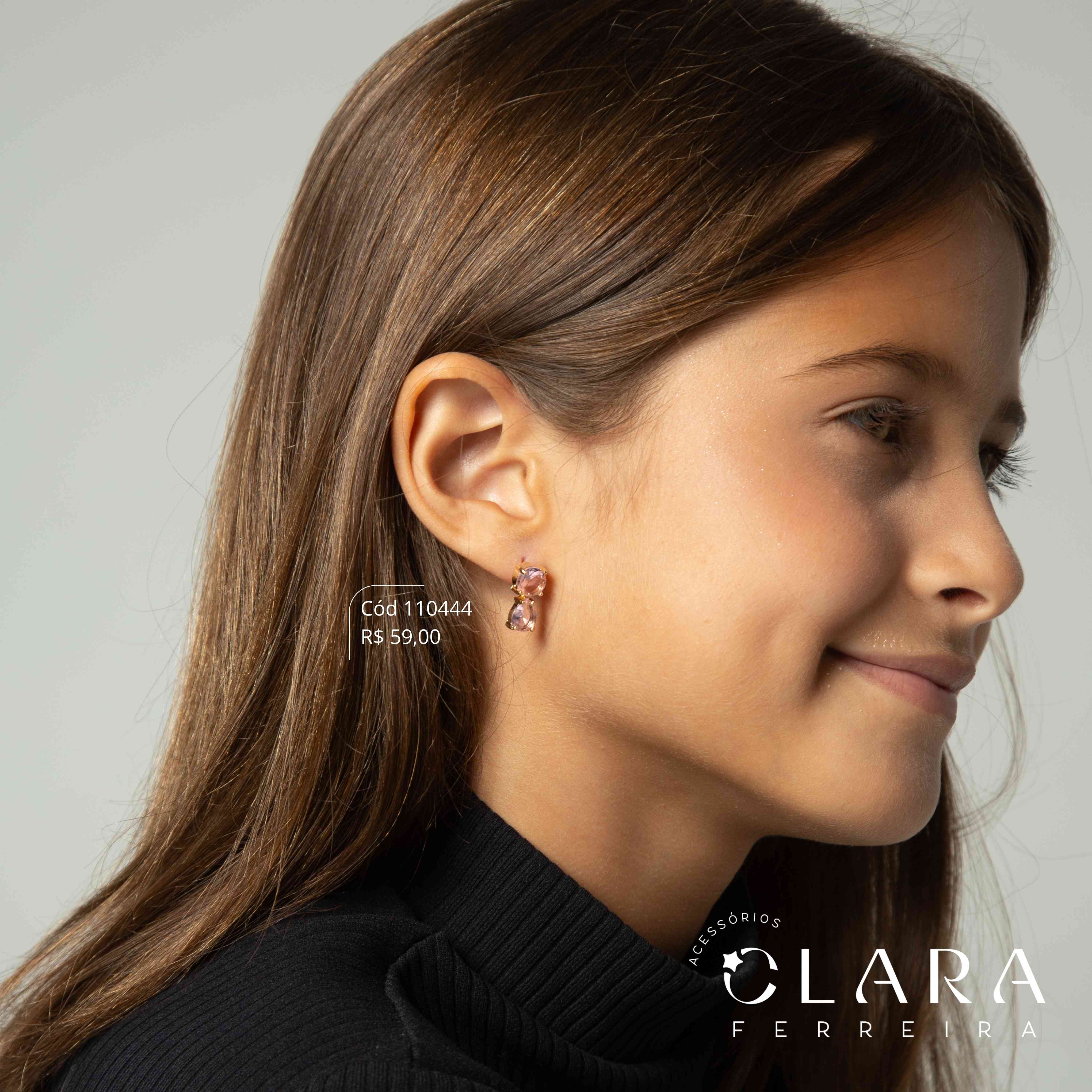 BRINCO GEOMETRICO 2 ZIRCÔNIAS: 1 ZIRCÔNIA REDONDA E 1 ZIRCÔNIA GOTA - Dourado