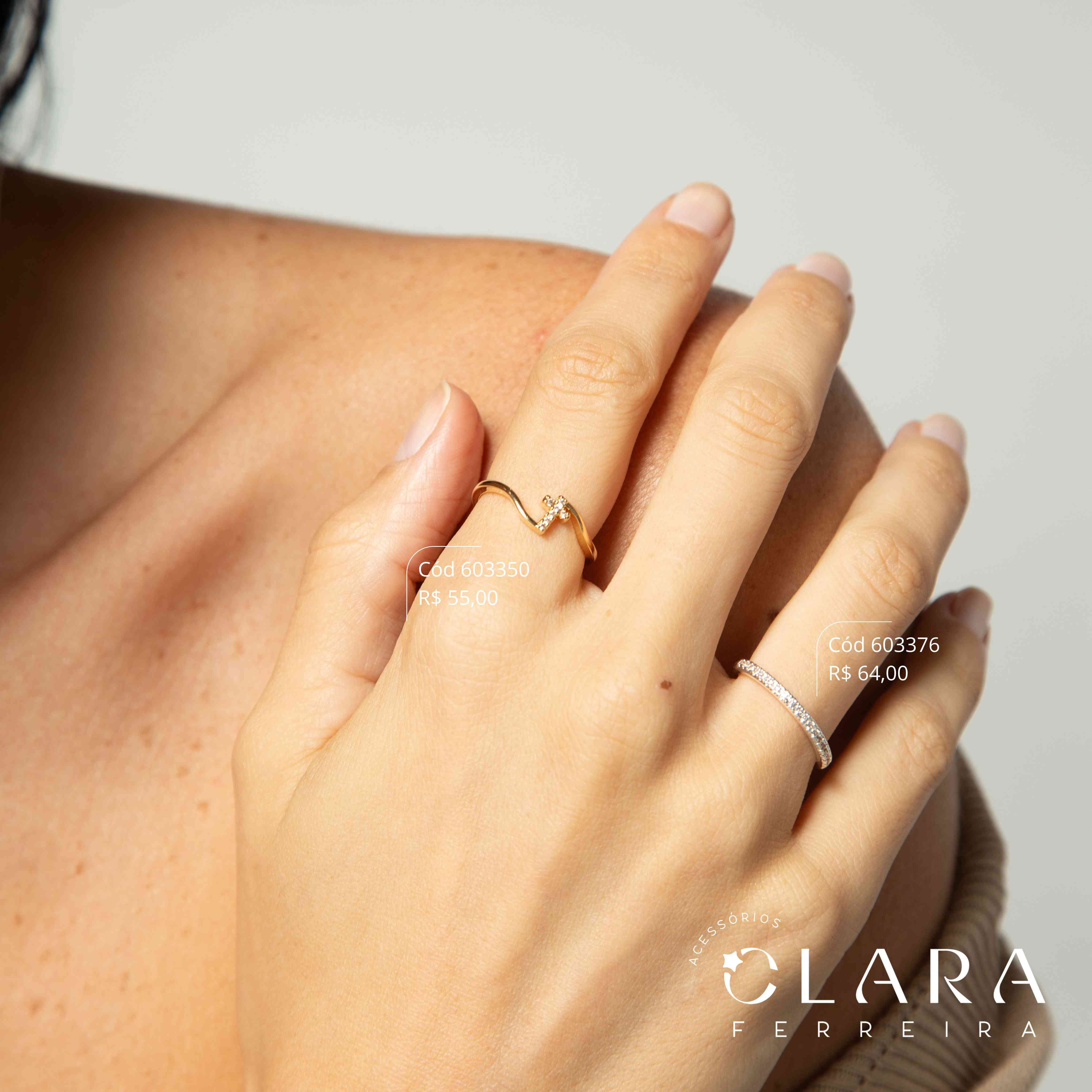 ANEL FIO LISO C/ CRUZ MICROZIRCÔNIAS  - Dourado