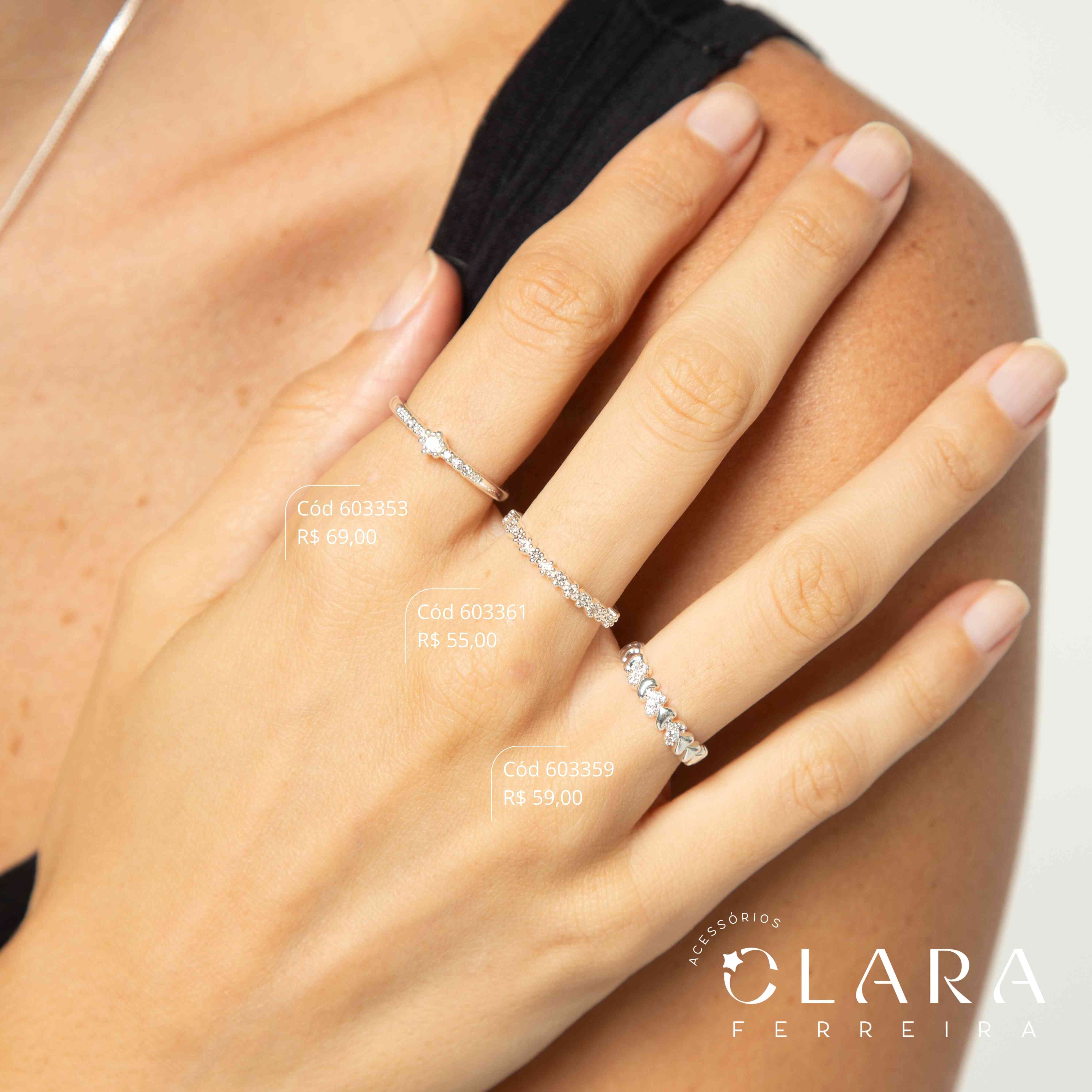 ANEL SOLITÁRIO ZIRCÔNIA REDONDA 3MM C/ 1 FILEIRA MICROZIRCÔNIAS - Banho de Prata