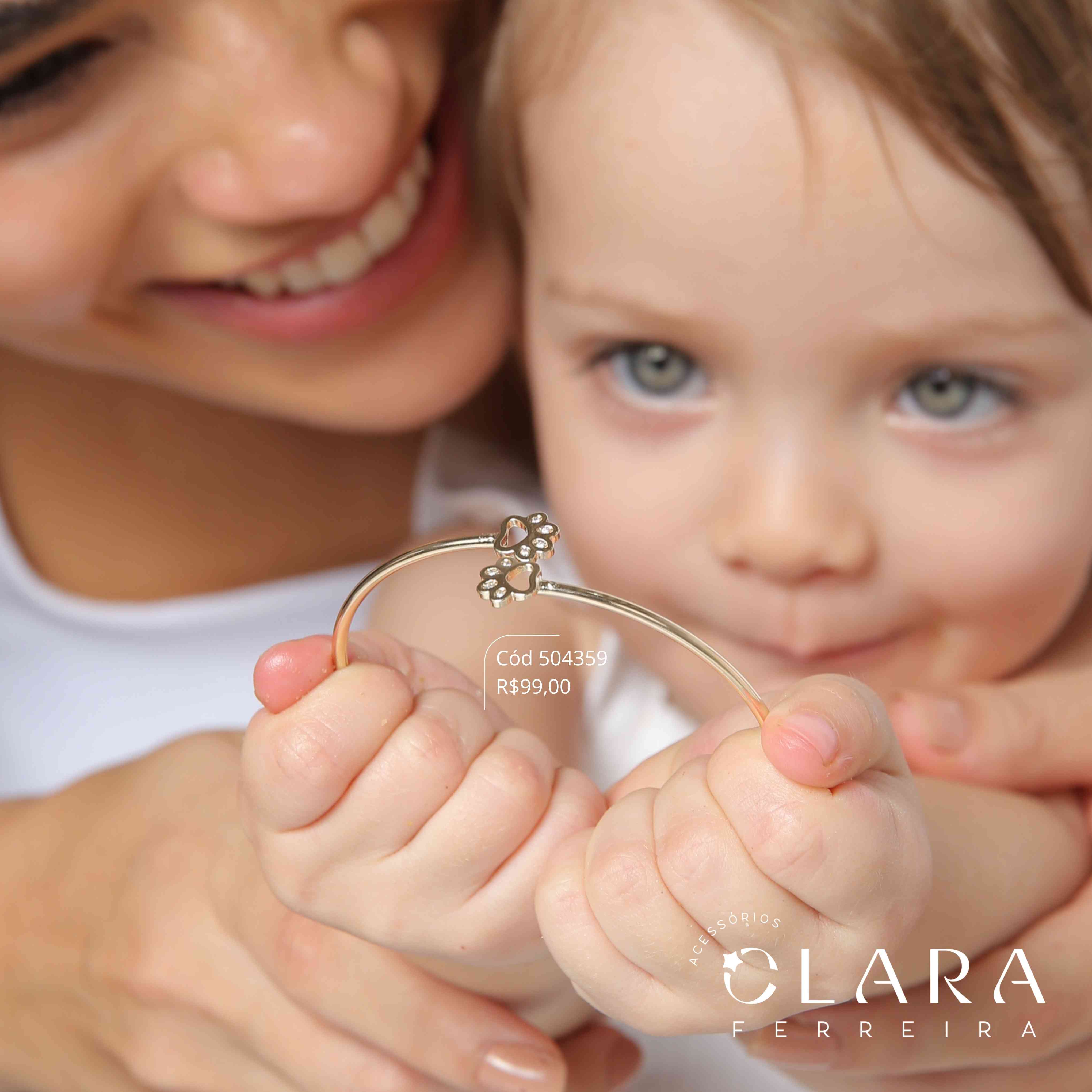 PULSEIRA BRACELETE RÍGIDO C/ PATINHAS NAS PONTAS - Dourado