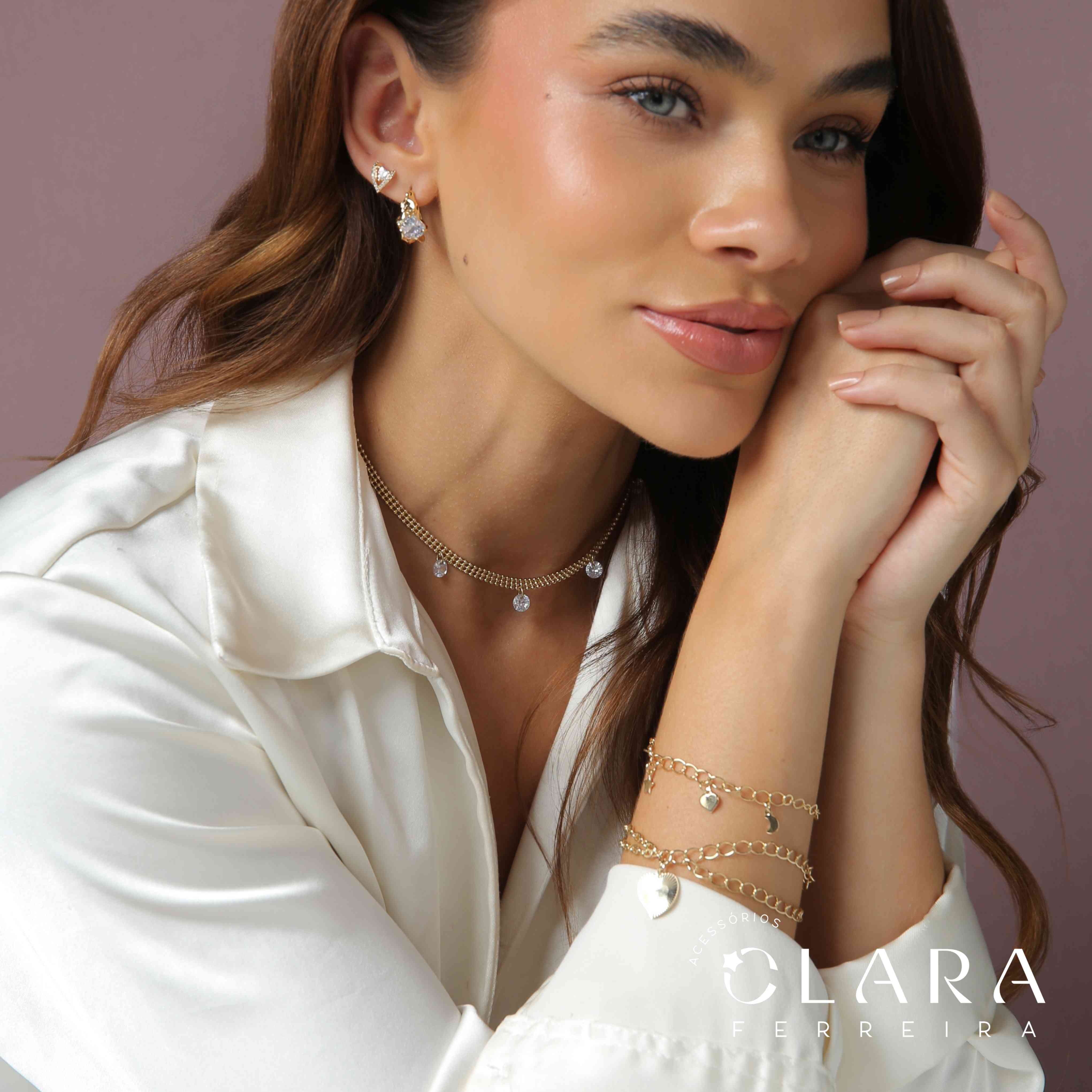 BRINCO INFANTIAL ZIRCÔNIA CORAÇÃO ADORNADO MICROZIRCÔNIAS - CLARINHA KIDS - 9MM - Dourado