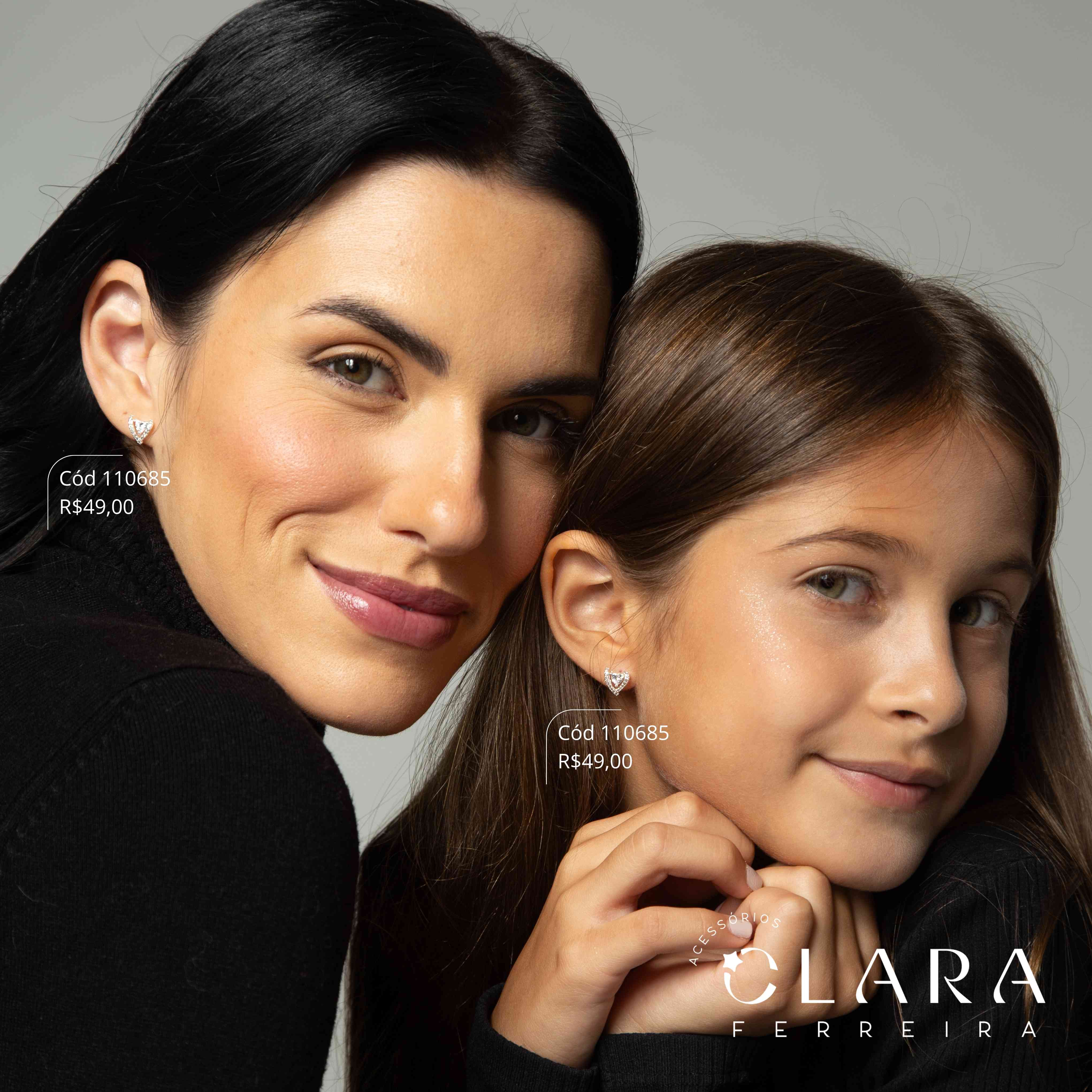 BRINCO INFANTIAL ZIRCÔNIA CORAÇÃO ADORNADO MICROZIRCÔNIAS - CLARINHA KIDS - 9MM - Banho de Prata