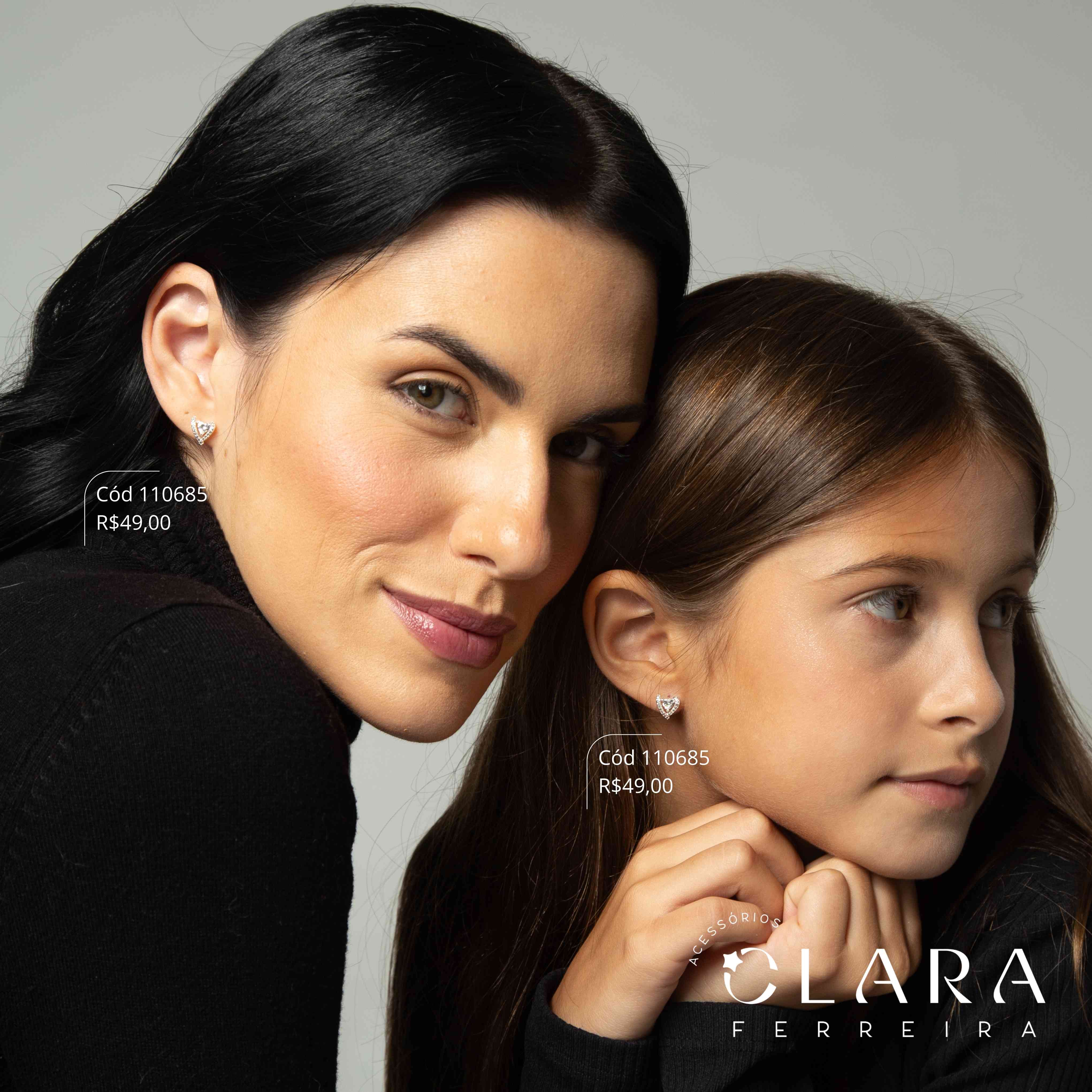 BRINCO INFANTIAL ZIRCÔNIA CORAÇÃO ADORNADO MICROZIRCÔNIAS - CLARINHA KIDS - 9MM - Banho de Prata