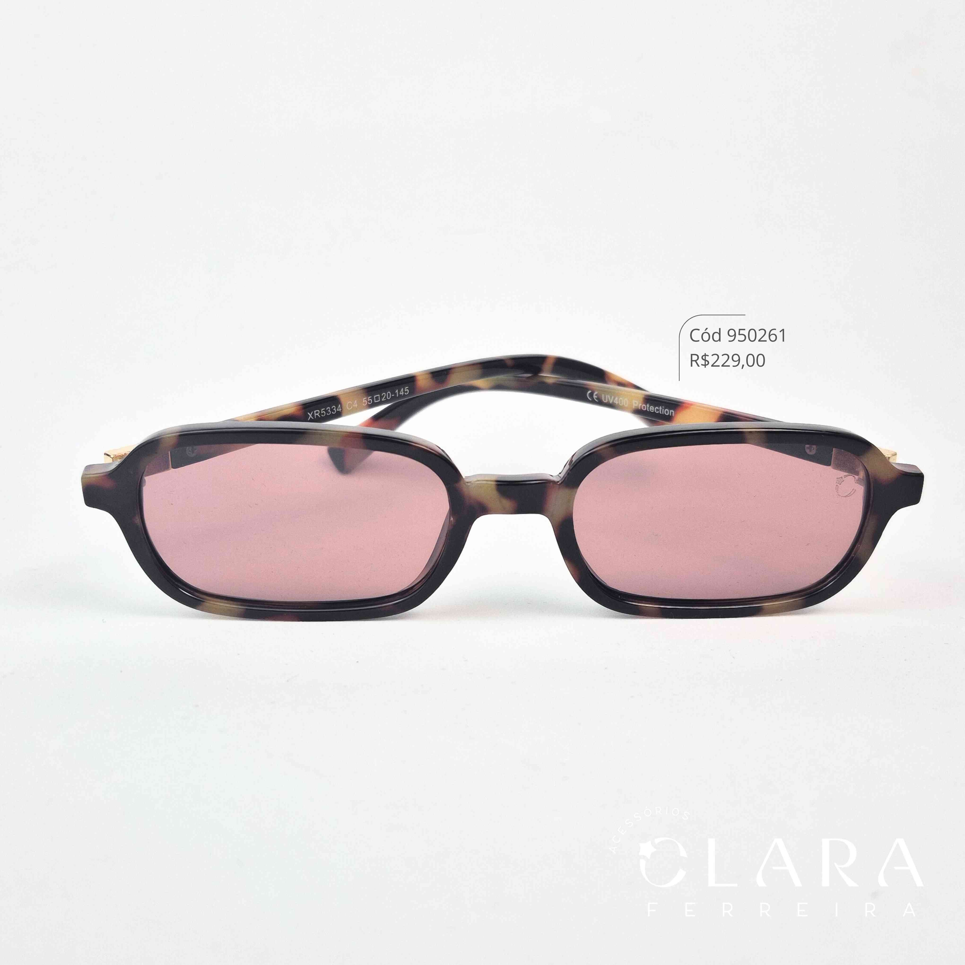 Óculos Solar RETRO OVAL ONÇA MARROM - INSPIRAÇÃO RAY-BAN - Lente Resina - XR5334-C4