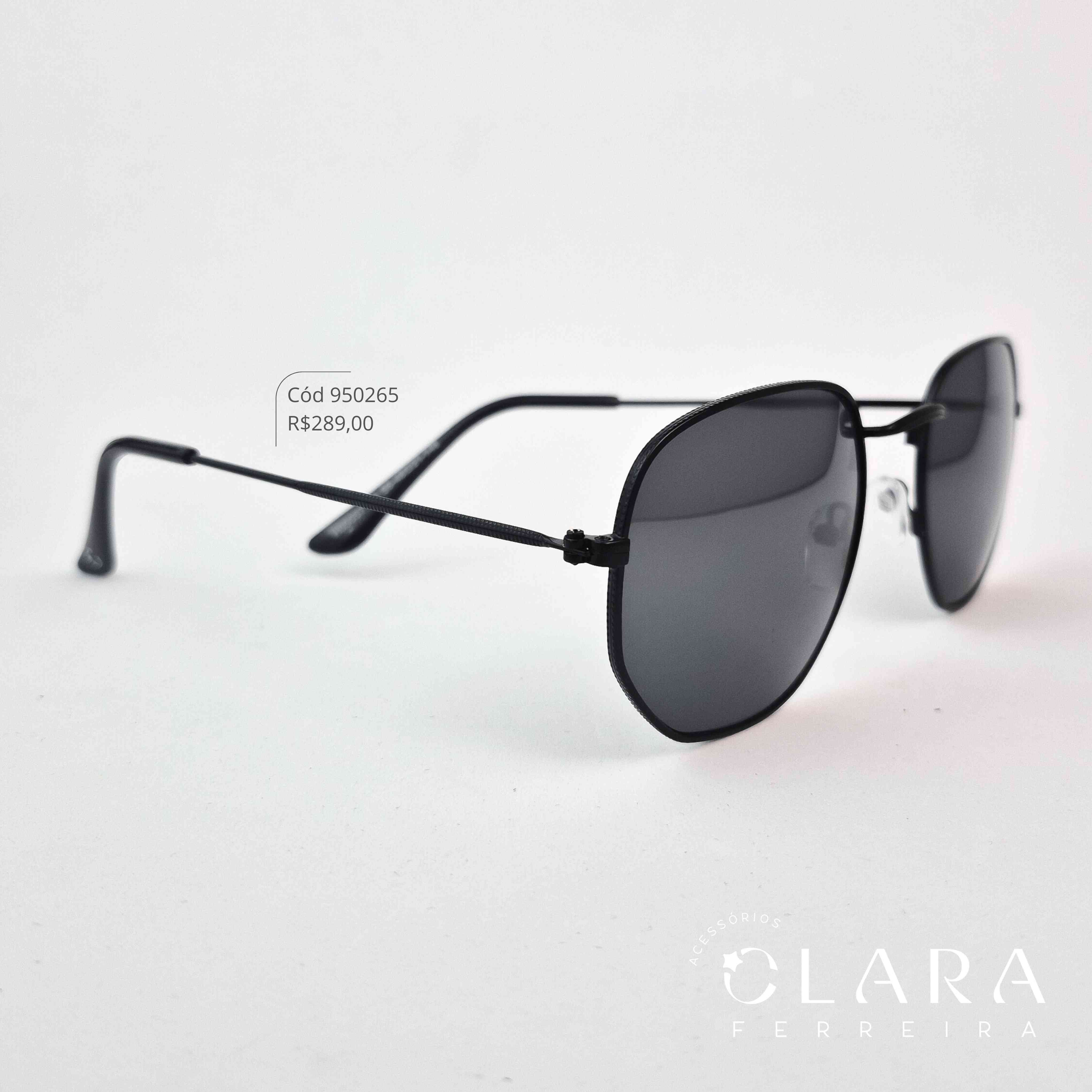 Óculos Solar REDONDO ARMAÇÃO EM METAL PRETO - INSPIRAÇÃO RAY-BAN - Lente Resina - H00057-C1