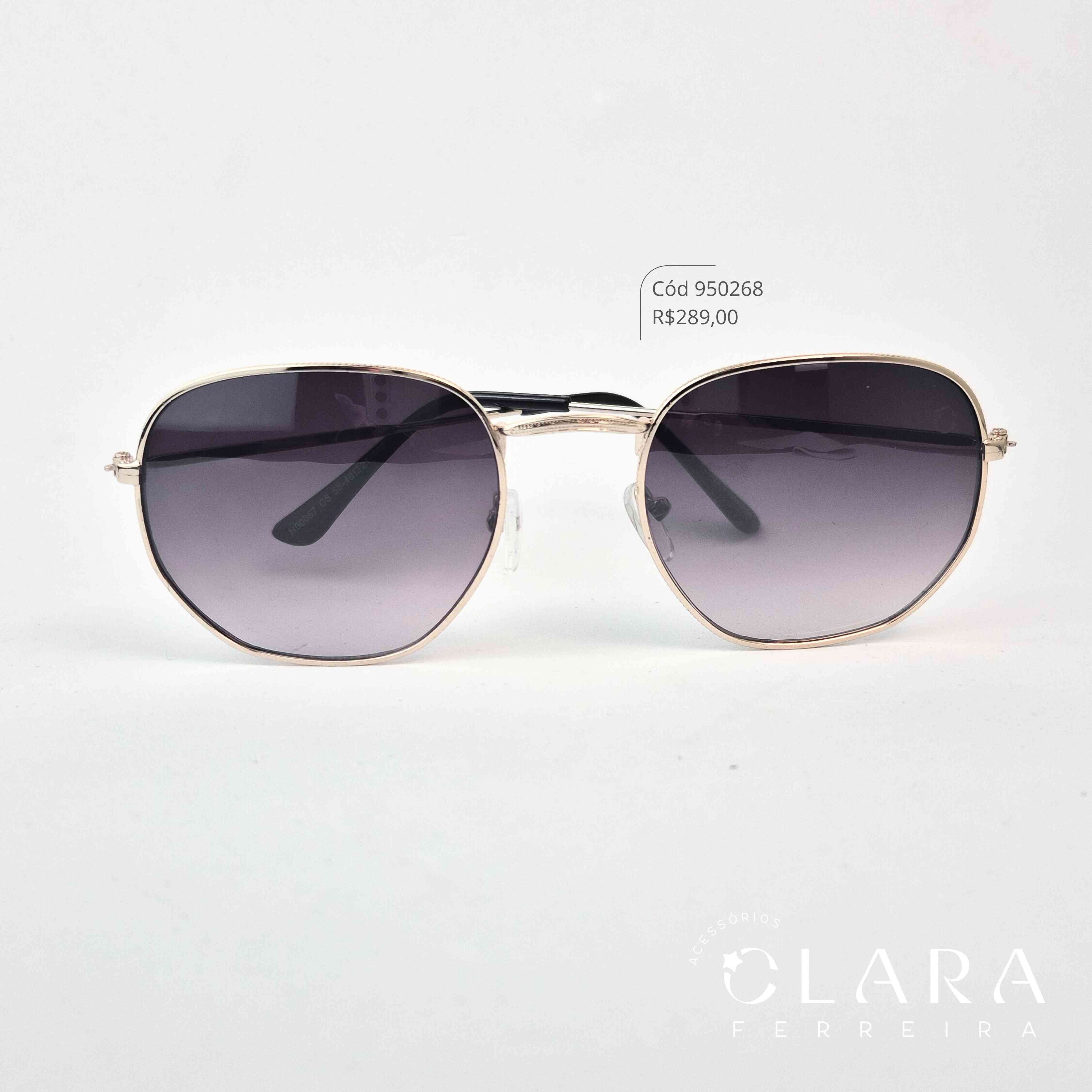 Óculos Solar REDONDO ARMAÇÃO EM METAL MARROM FUMÊ - INSPIRAÇÃO RAY-BAN - Lente Resina - H00057-C5