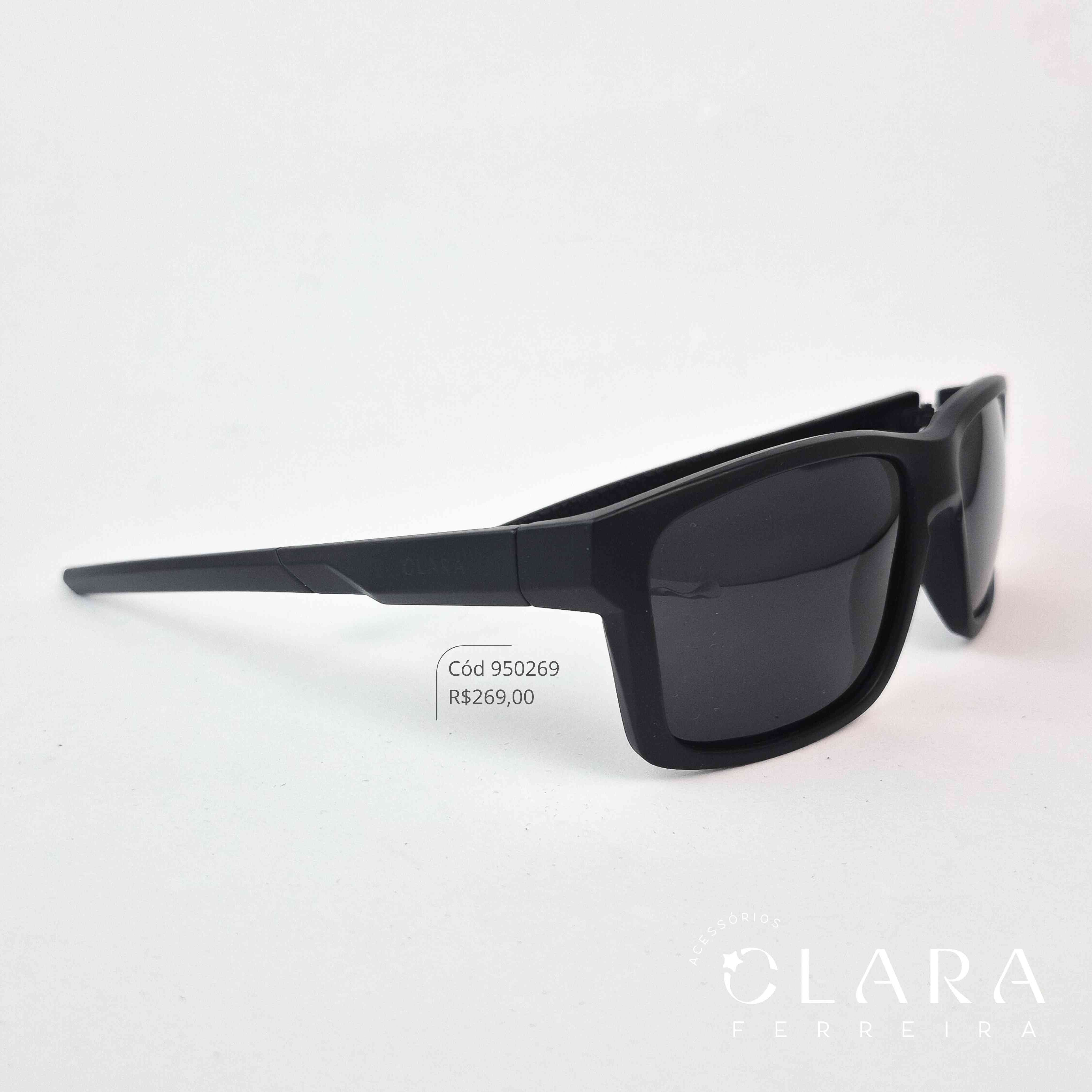 Óculos Solar MASCULINO QUADRADO PRETO - INSPIRAÇÃO RAY-BAN - Lente Anti-impacto Polarizada - P847-C1