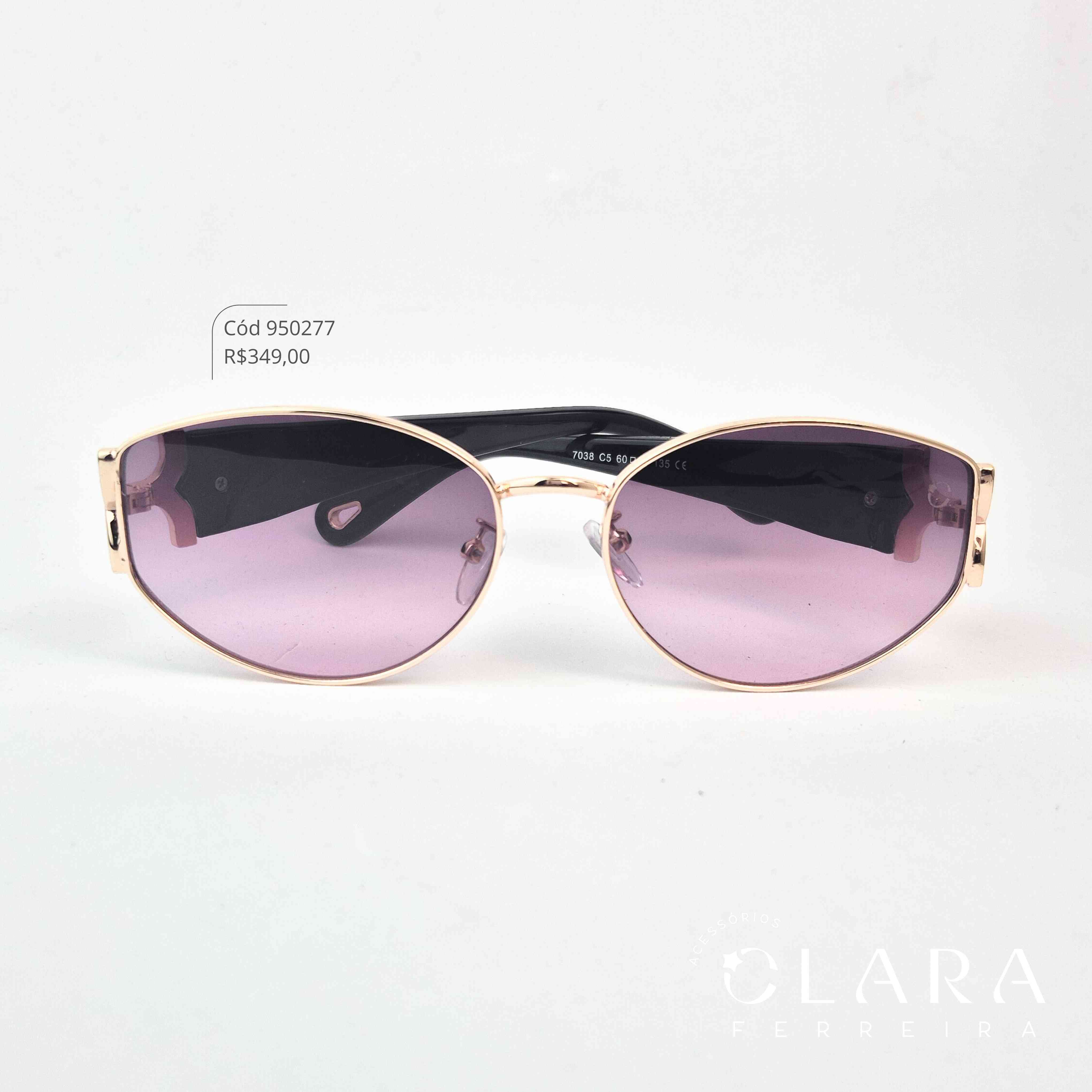 Óculos Solar RETRO ARMAÇÃO EM METAL - INSPIRAÇÃO CHANEL - Lente Resina - 7038-C5