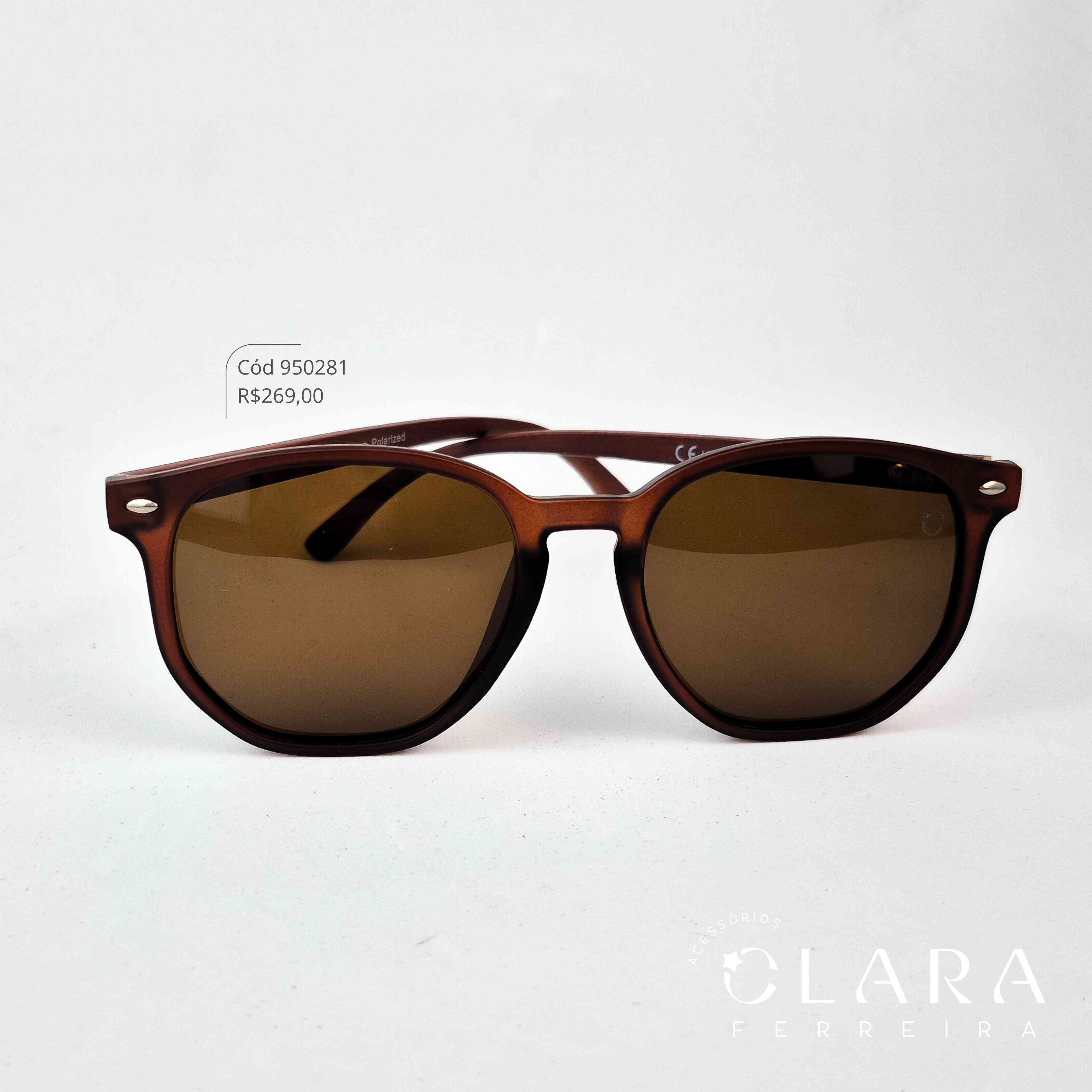 Óculos Solar REDONDO MARROM FUMÊ - INSPIRAÇÃO RAY-BAN - Lente Anti-impacto Polarizada - CY2213-C3