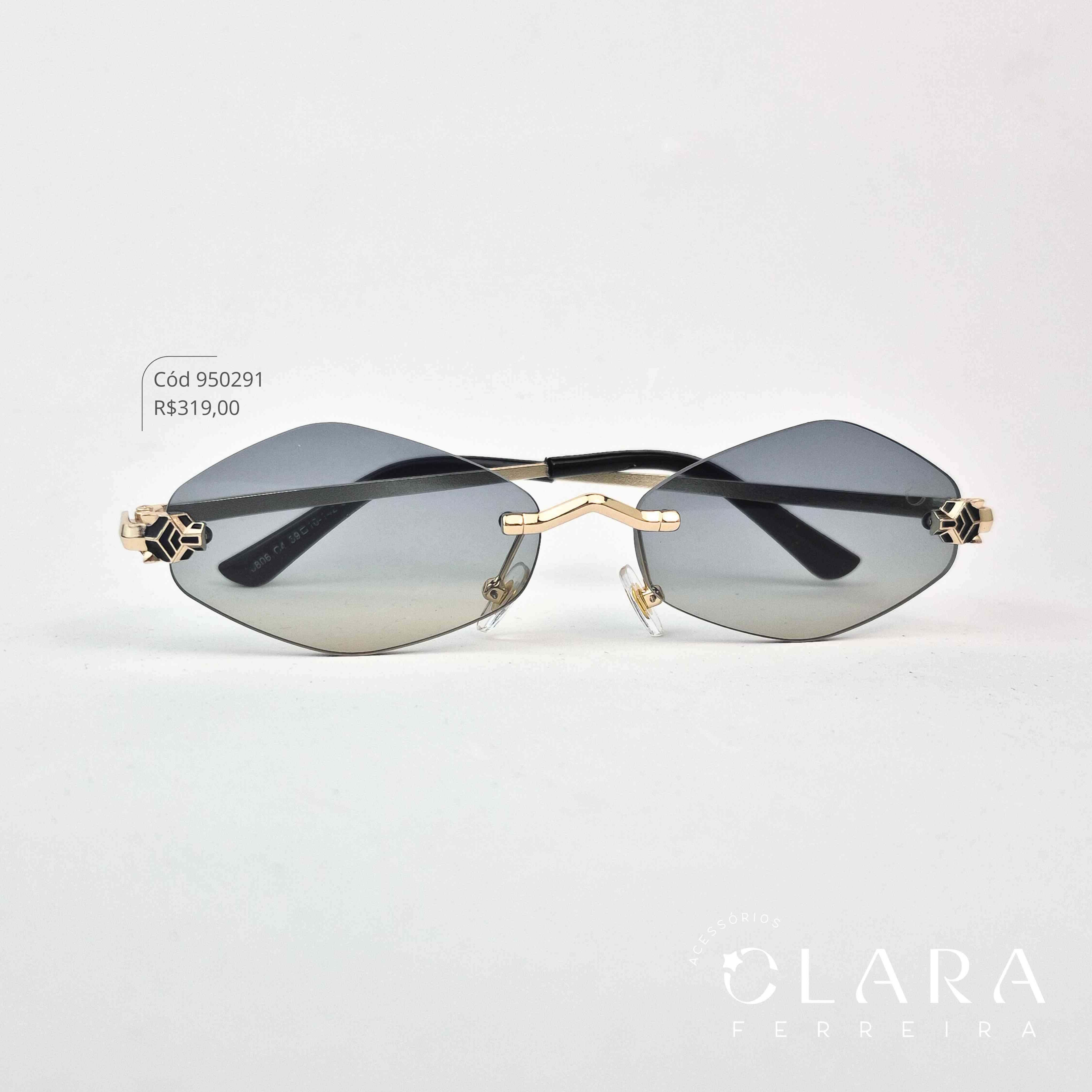 Óculos Solar RETRO PRETO LENTES FUMÊ – INSPIRAÇÃO VERSACE - Lente Resina - 6806-C4