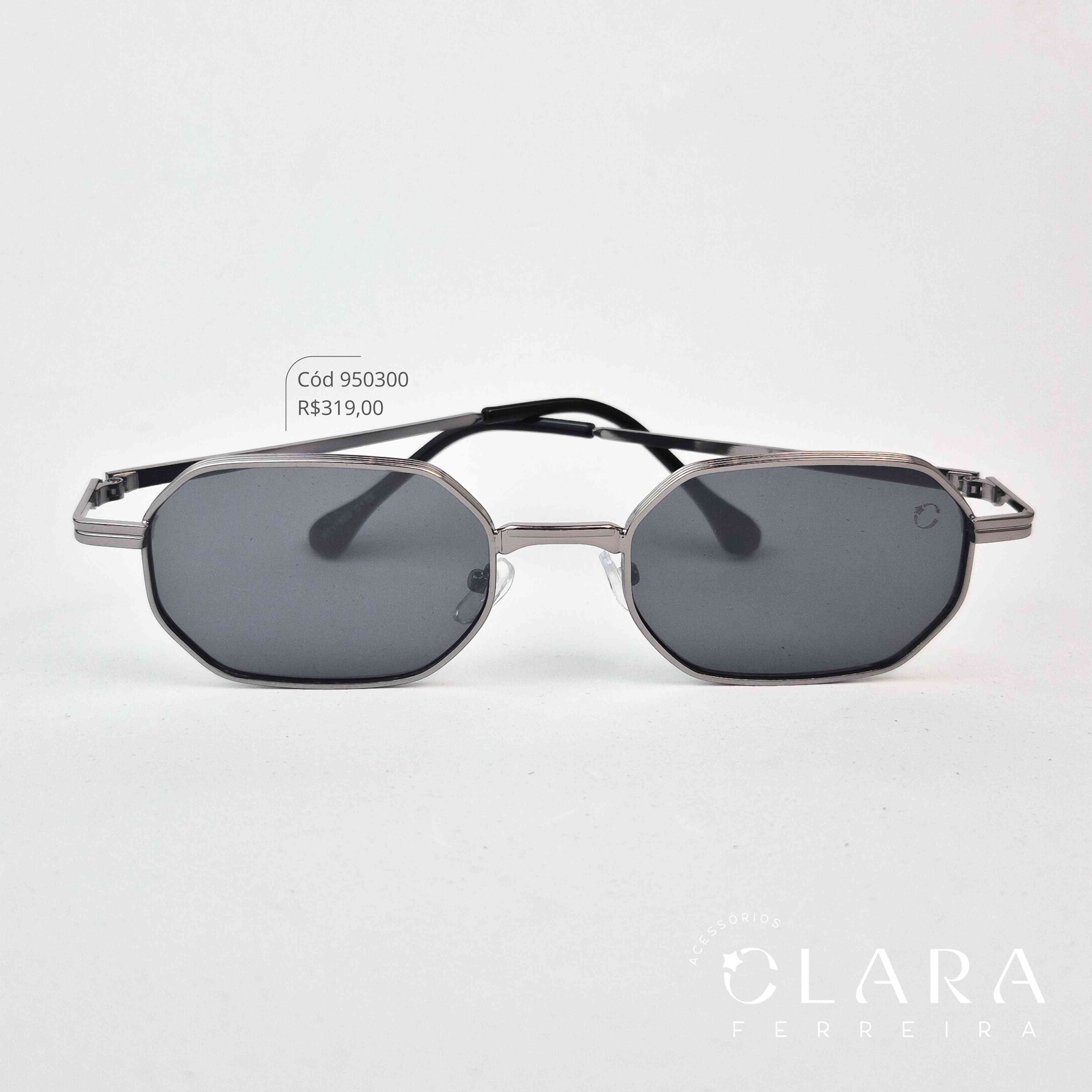 Óculos Solar RETRO ARMAÇÃO EM METAL GRAFITE - INSPIRAÇÃO CHANEL - Lente Resina - HT11880-C1