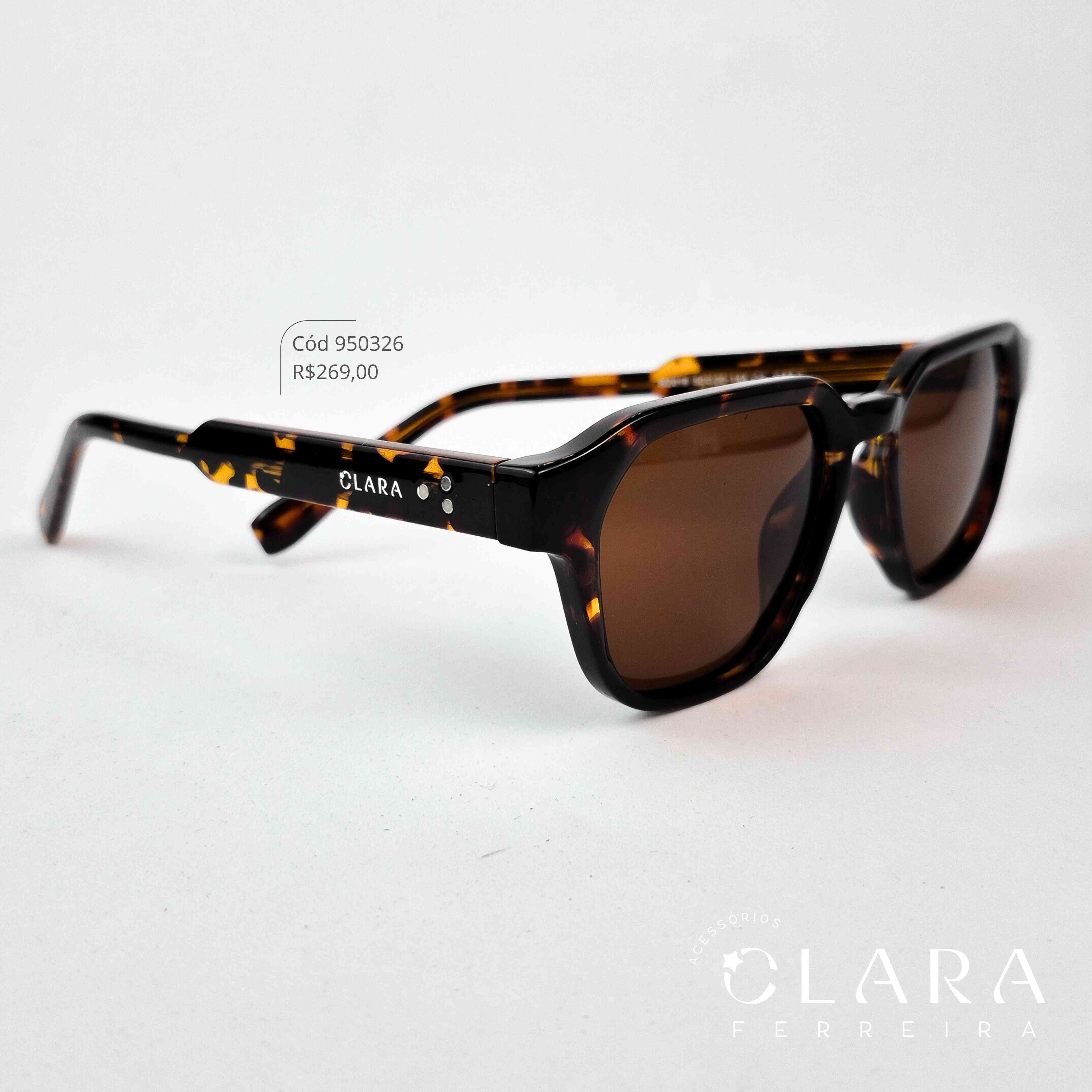 Óculos Solar REDONDO ONÇA MARROM - INSPIRAÇÃO RAY-BAN - Lente Anti-impacto Polarizada - BZ019-C2