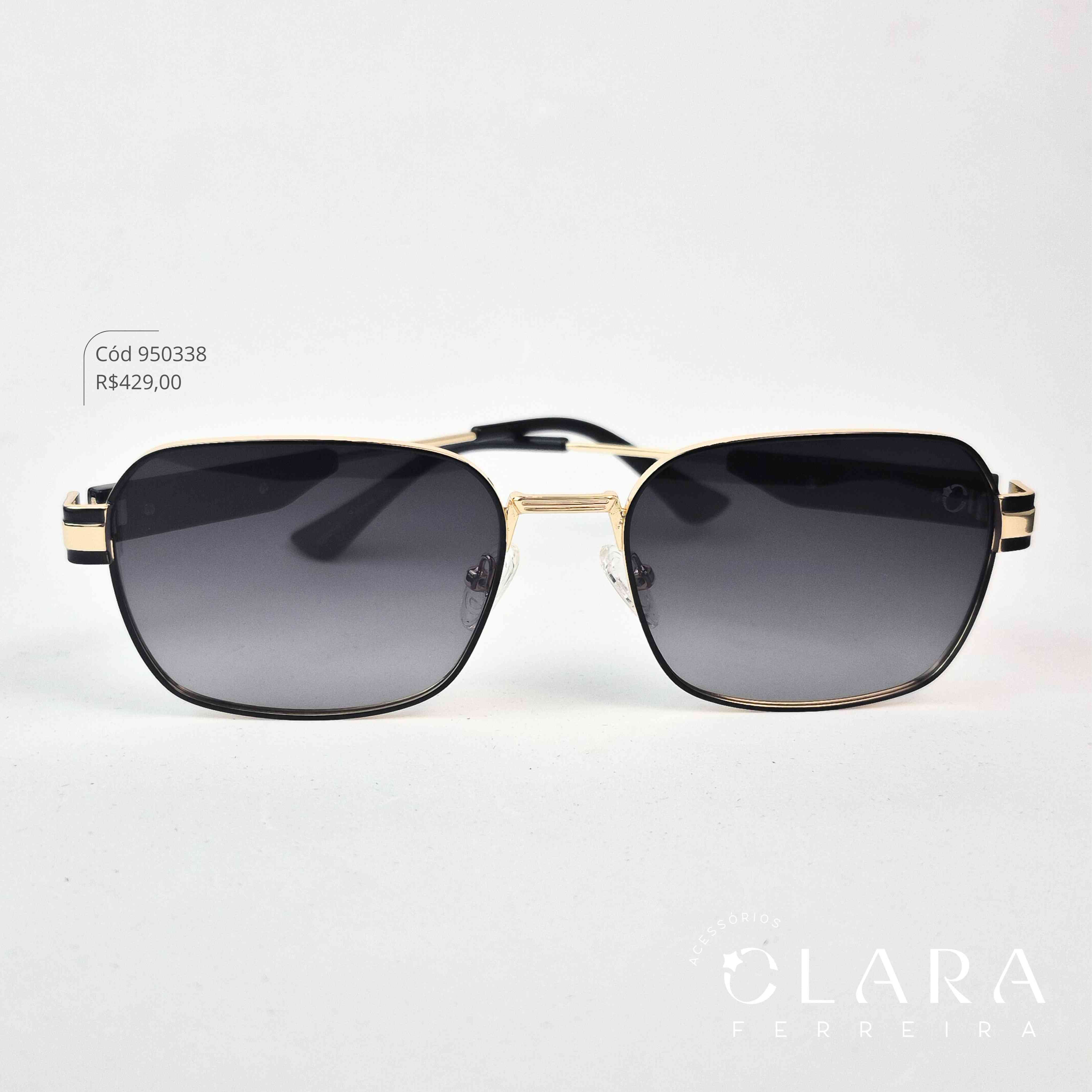 Óculos Solar QUADRADO  ARMAÇÃO EM METAL - INSPIRAÇÃO RAY-BAN - Lente Anti-impacto Polarizada - ZZ4431P-C1