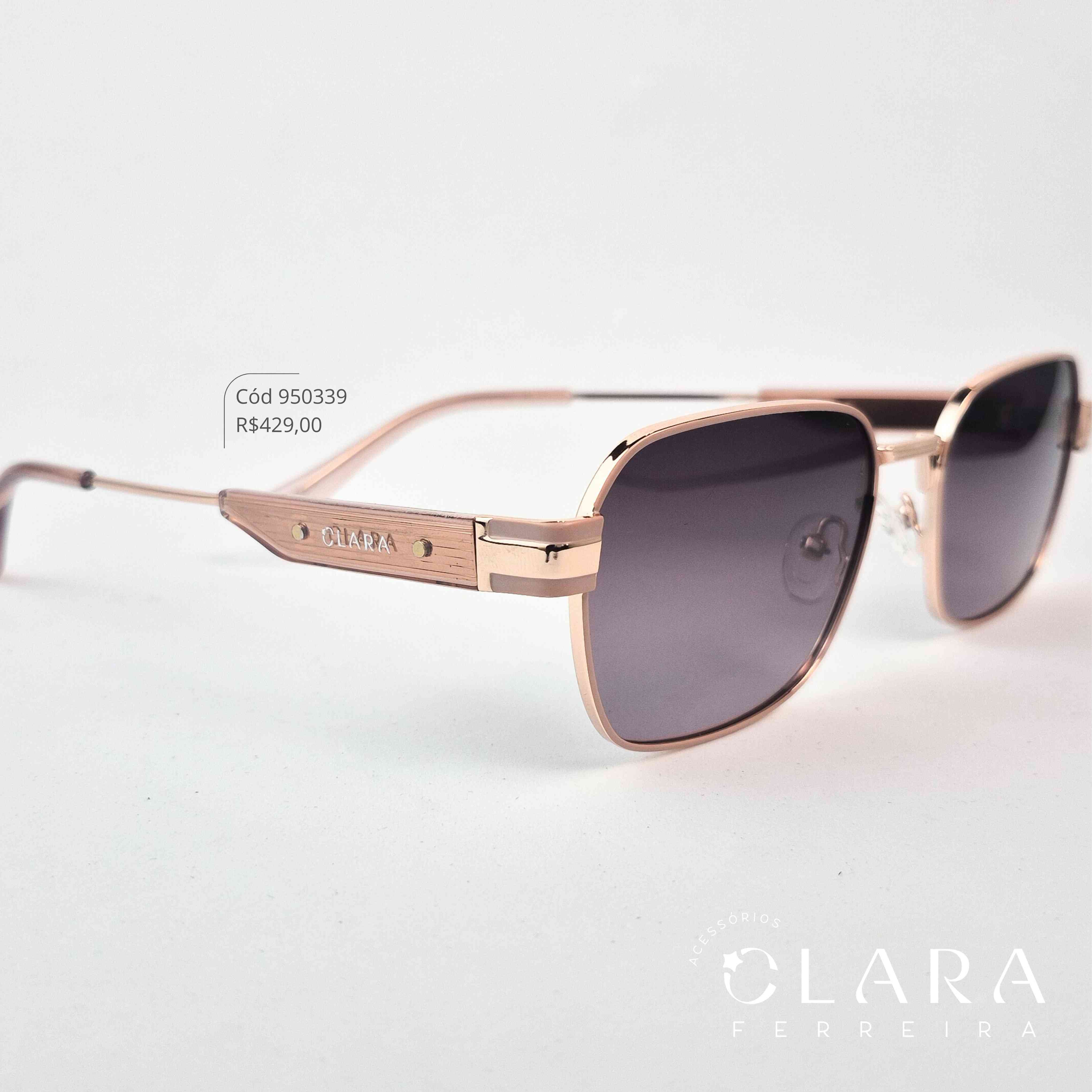 Óculos Solar QUADRADO  ARMAÇÃO EM METAL - INSPIRAÇÃO RAY-BAN - Lente Anti-impacto Polarizada - ZZ4431P-C5