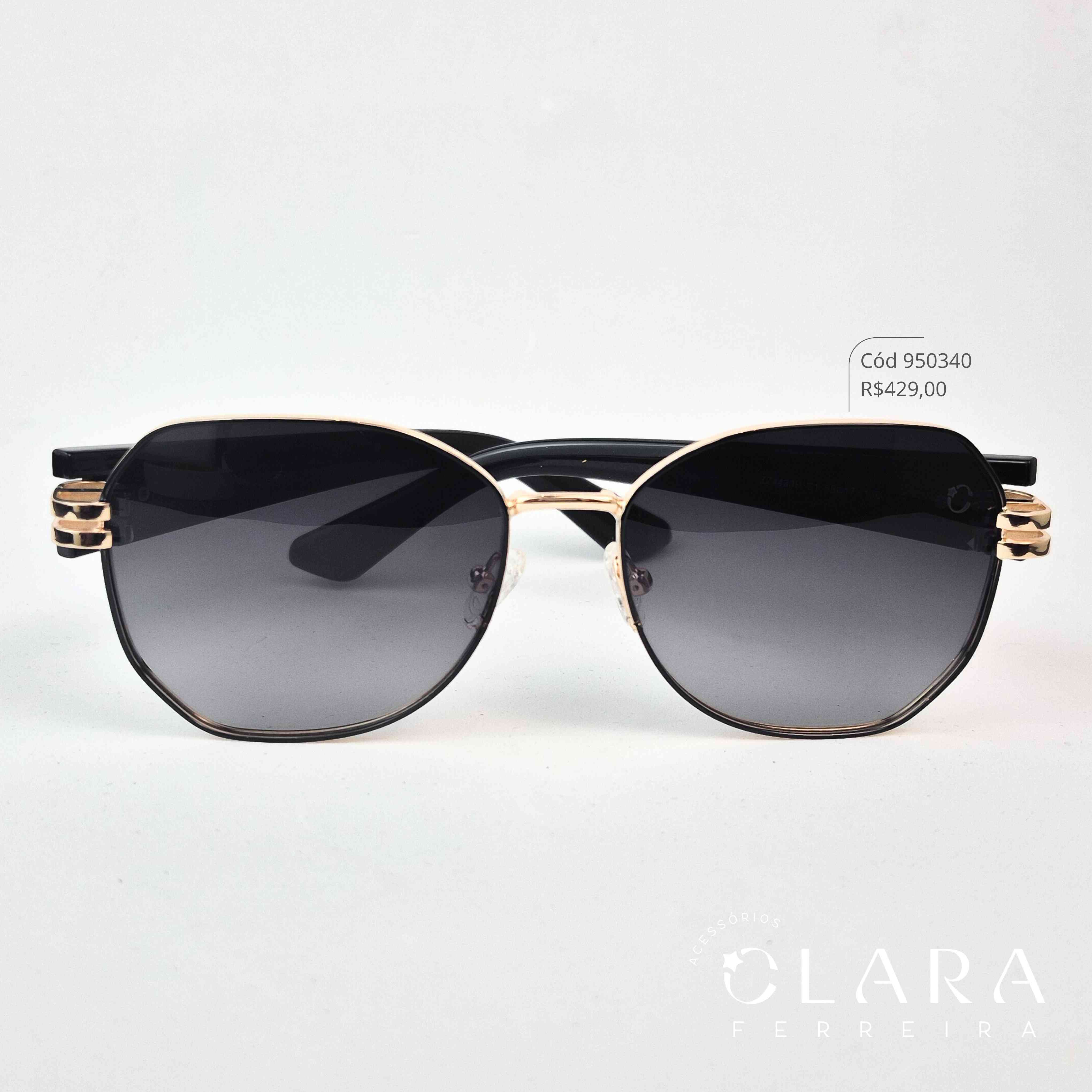 Óculos Solar REDONDO ARMAÇÃO EM METAL - INSPIRAÇÃO LOUIS VUITTON - Lente Anti-impacto Polarizada - ZZ4433P-C1