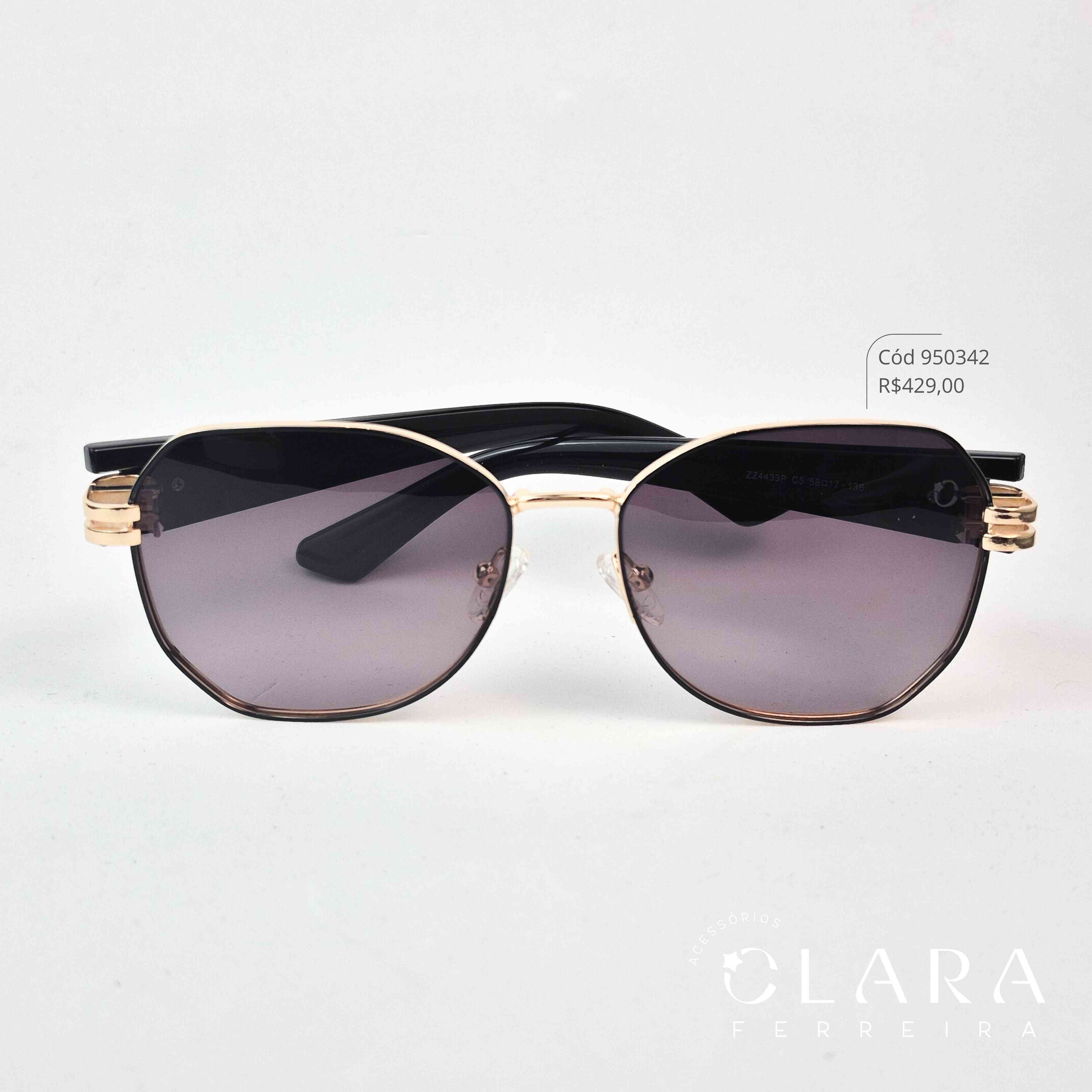 Óculos Solar REDONDO ARMAÇÃO EM METAL - INSPIRAÇÃO LOUIS VUITTON - Lente Anti-impacto Polarizada - ZZ4433P-C5