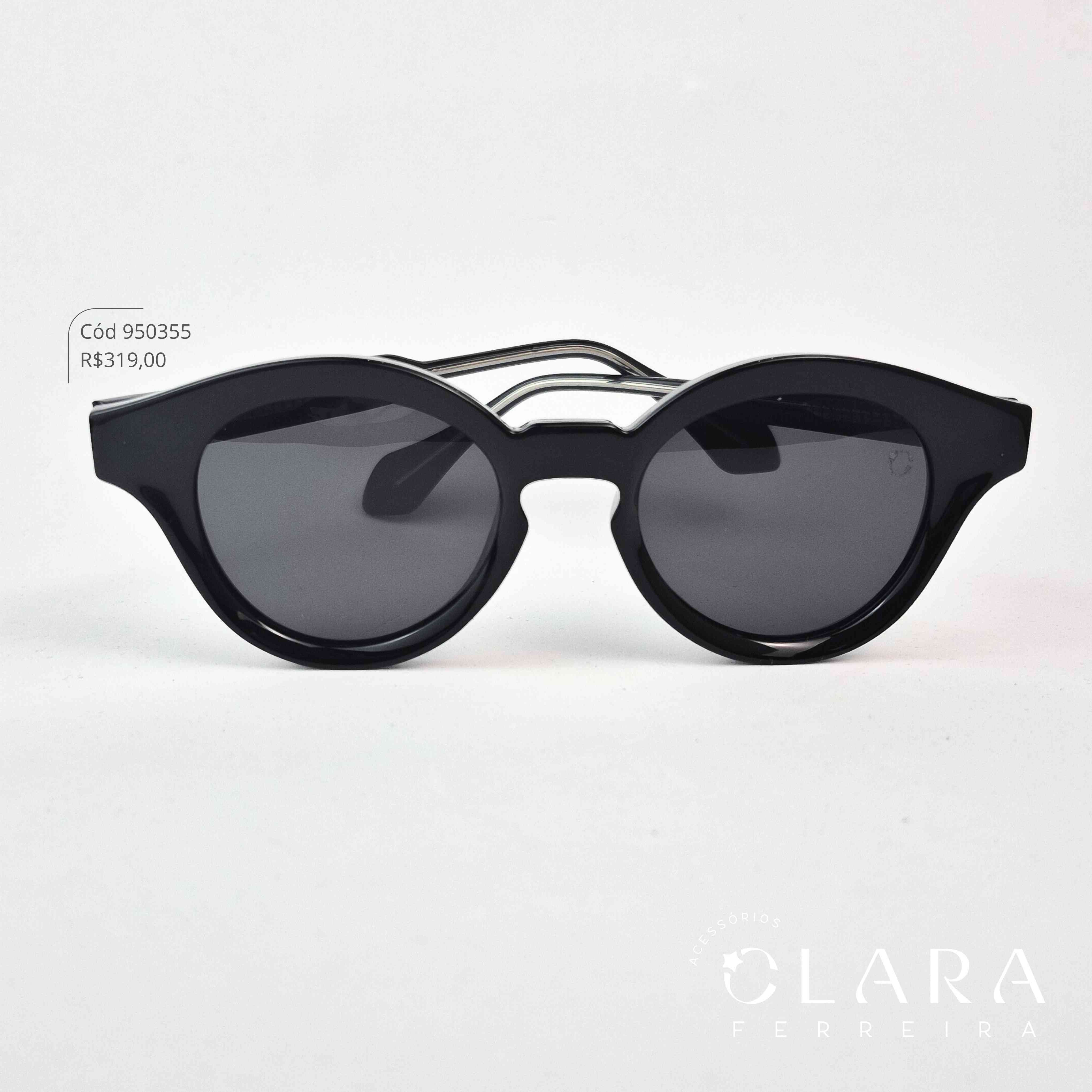 Óculos Solar REDONDO PRETO - INSPIRAÇÃO RAY-BAN - Lente Anti-impacto Polarizada - P58992-C1