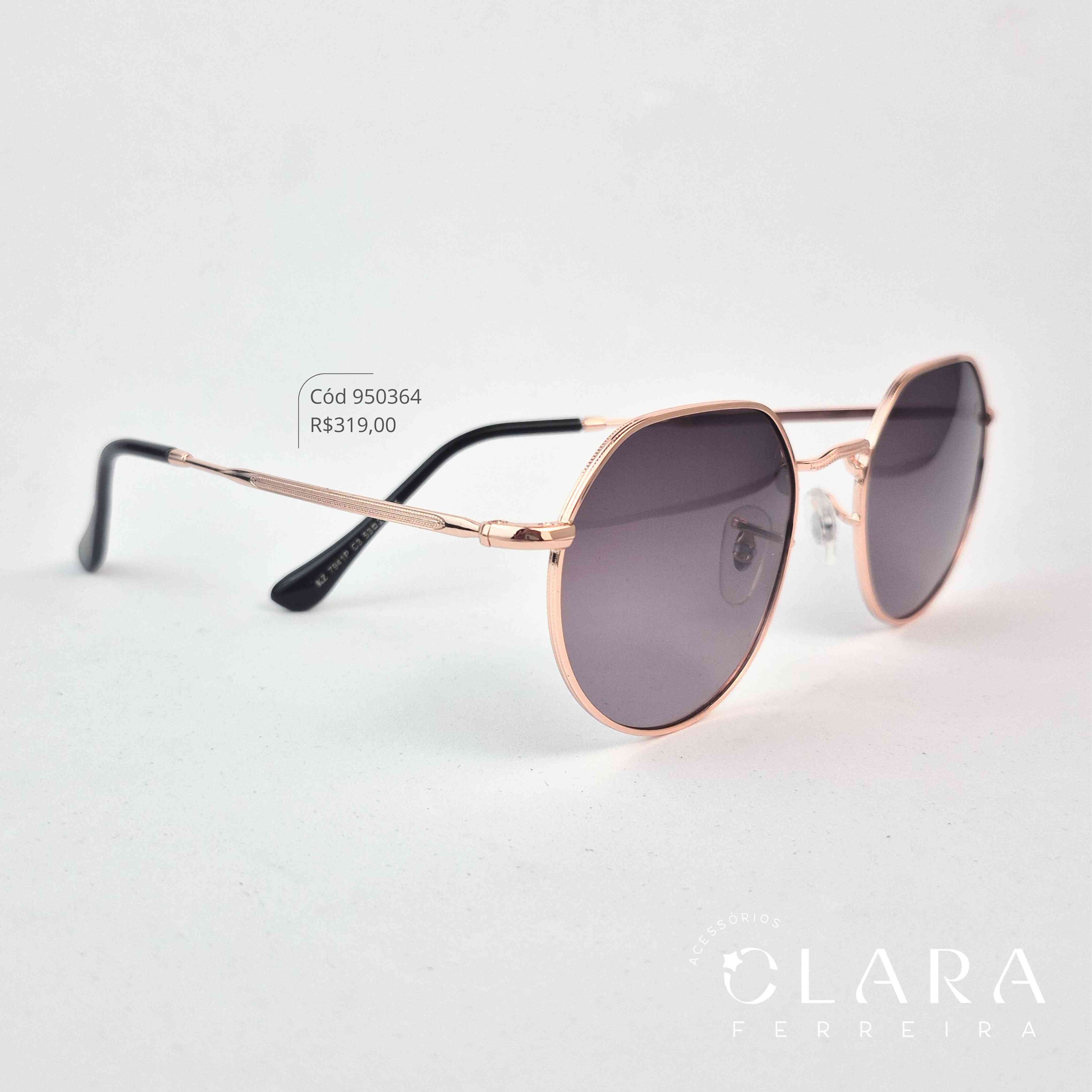 Óculos Solar REDONDO ARMAÇÃO EM METAL - INSPIRAÇÃO RAY-BAN - Lente Anti-impacto Polarizada - KZ7941P-C3