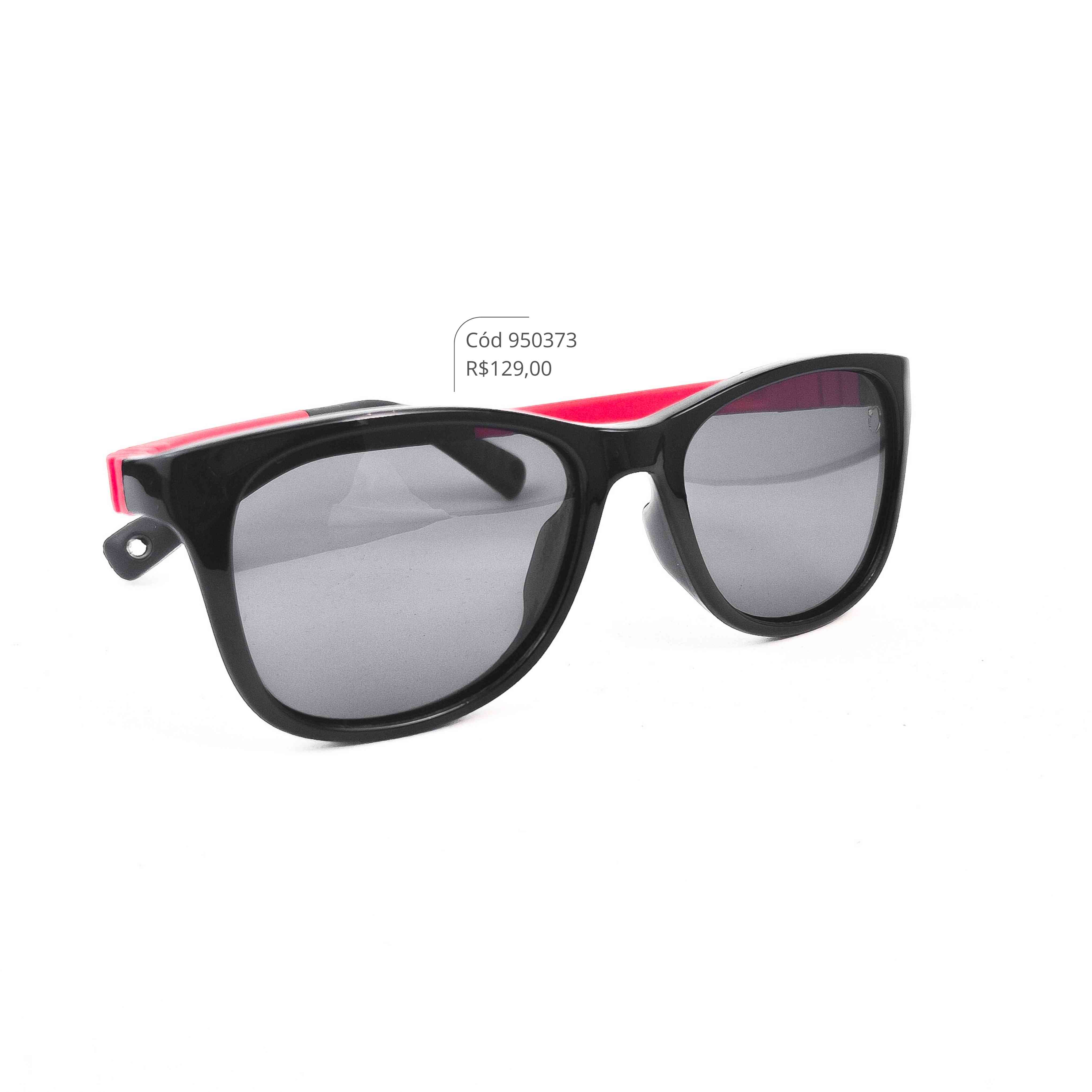 Óculos Solar INFANTIL PRETO C/ HASTE FLEXÍVEL VERMELHA - CLARINHA KIDS - Lente  - S4610P-C14