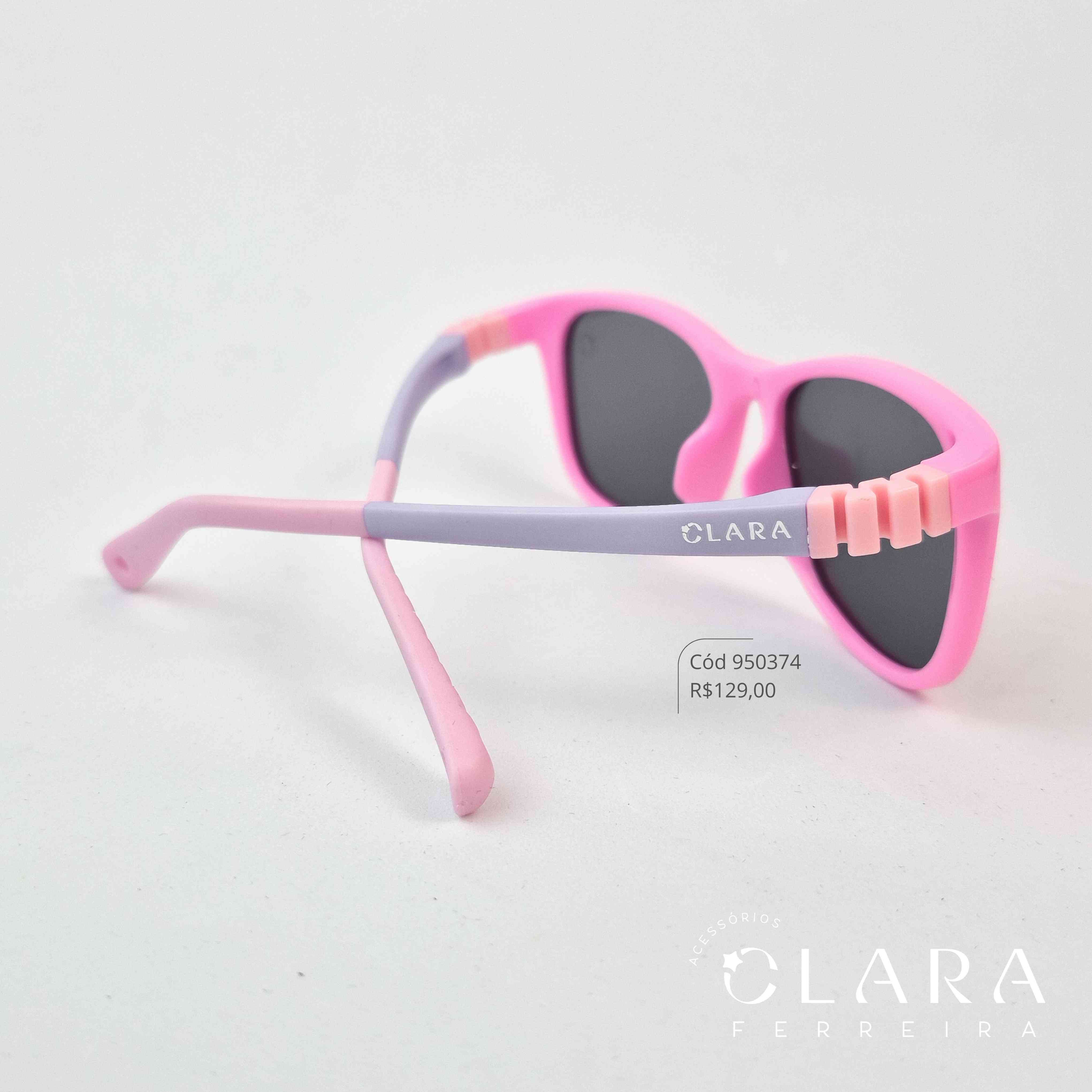 Óculos Solar INFANTIL ROSA C/ HASTE FLEXÍVEL AZUL - CLARINHA KIDS - Lente  - S4610P-C42