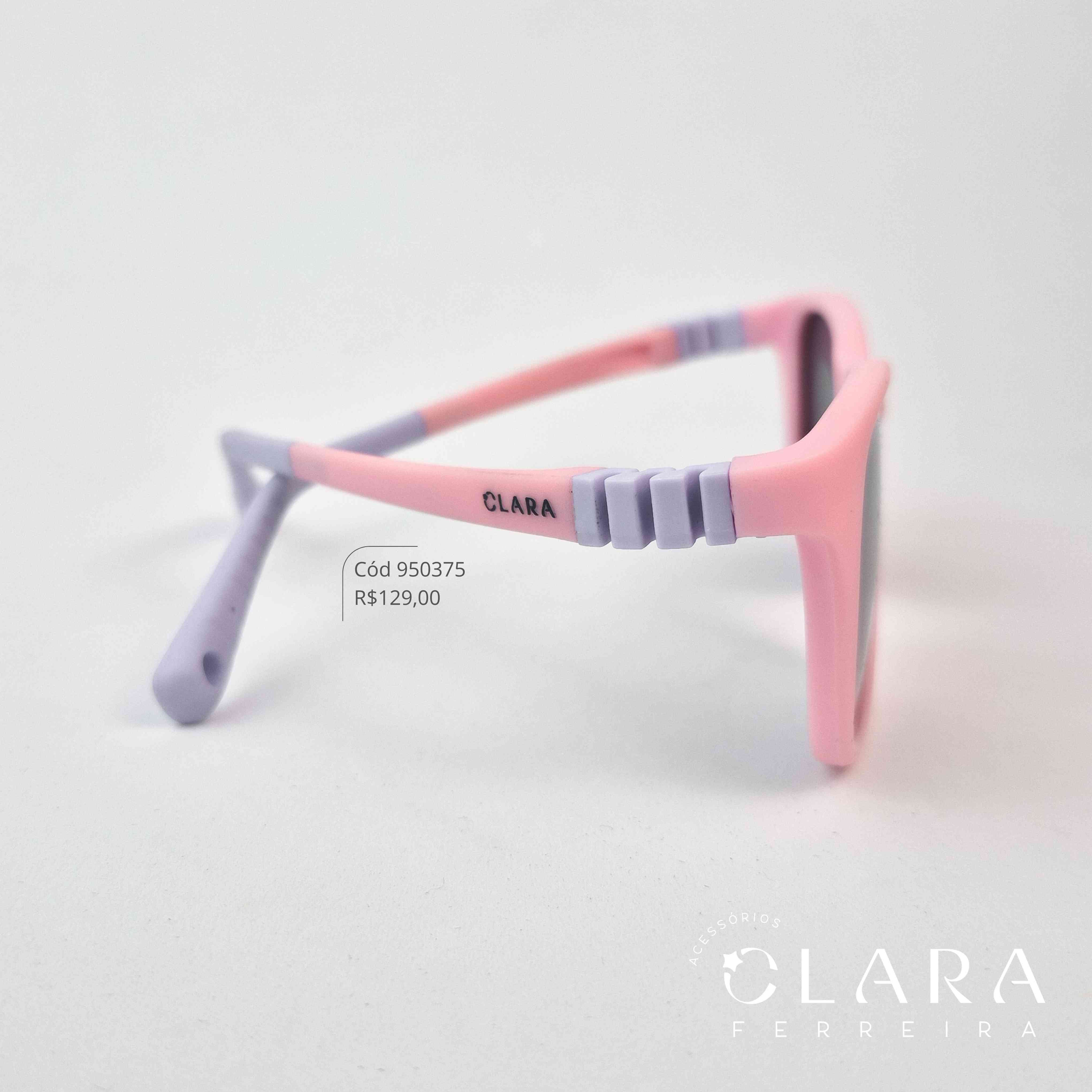 Óculos Solar INFANTIL ROSA C/ HASTE FLEXÍVEL ROSA E VIOLETA - CLARINHA KIDS - Lente  - S4610P-C22
