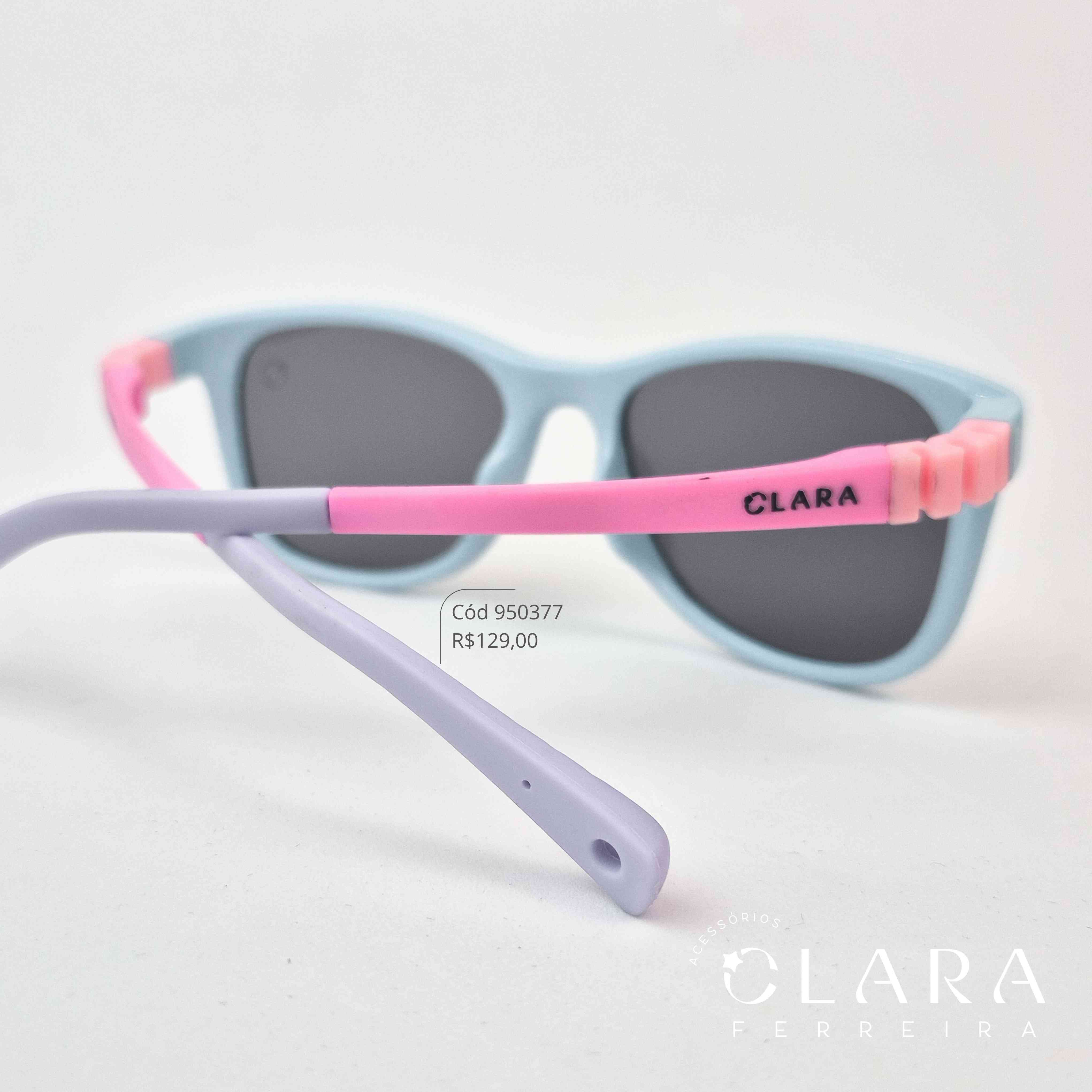 Óculos Solar INFANTIL AZUL BEBE C/ HASTE FLEXÍVEL ROSA E VIOLETA- CLARINHA KIDS - Lente  - S4610P-C27