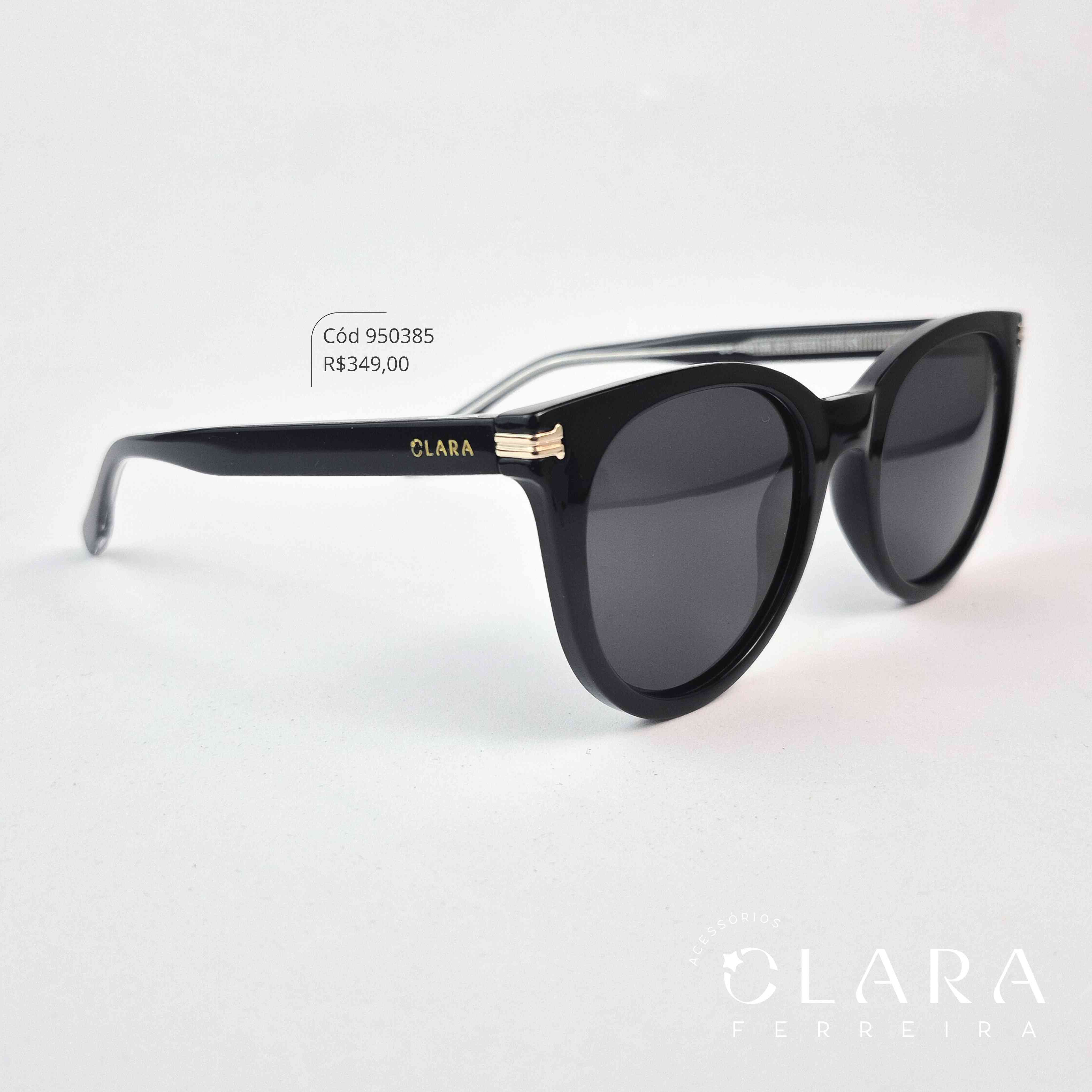 Óculos Solar REDONDO PRETO - INSPIRAÇÃO RAY-BAN - Lente Anti-impacto Polarizada - BCHA5106-C1