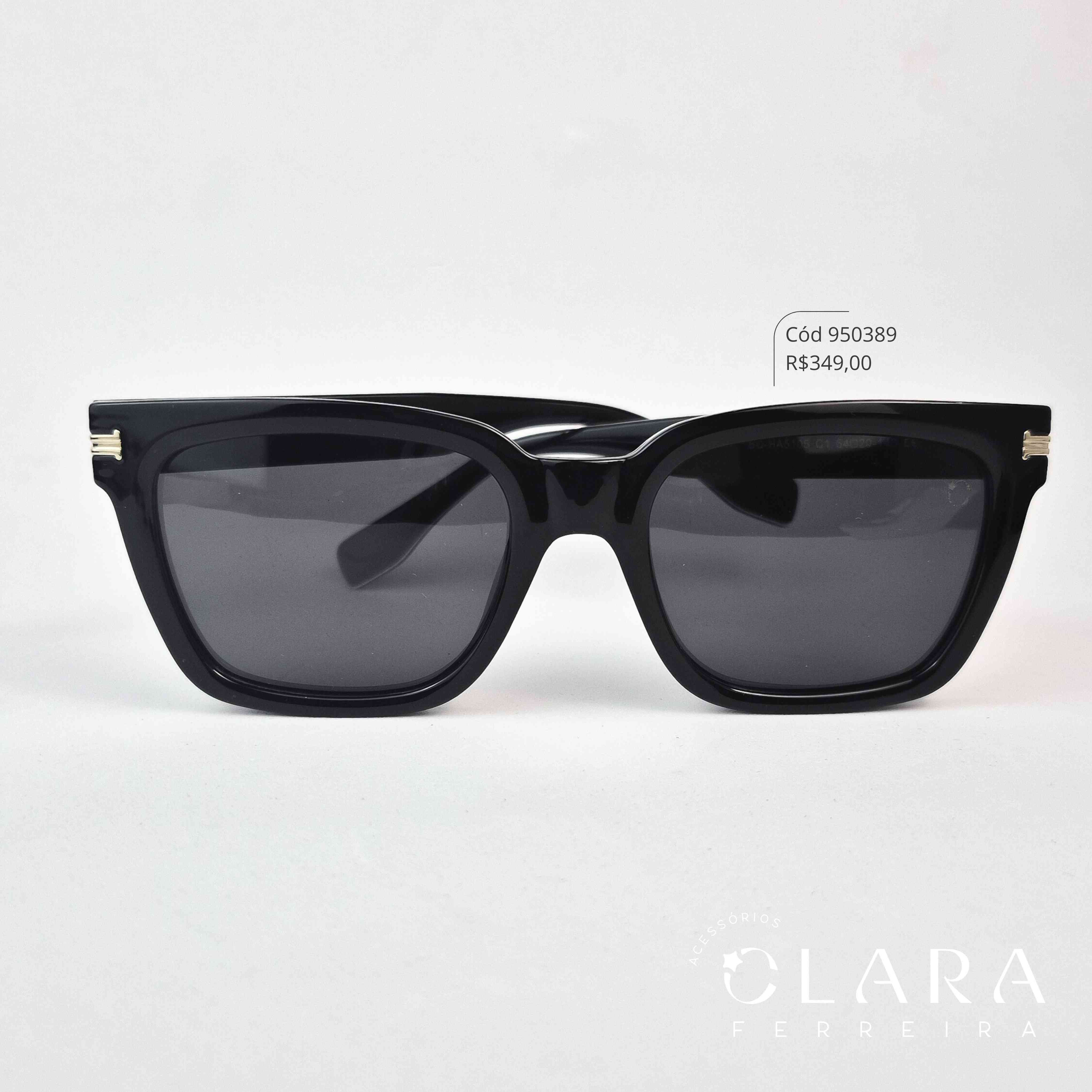 Óculos Solar QUADRADO PRETO - INSPIRAÇÃO RAY-BAN - Lente Anti-impacto Polarizada - BCHA5105-C1