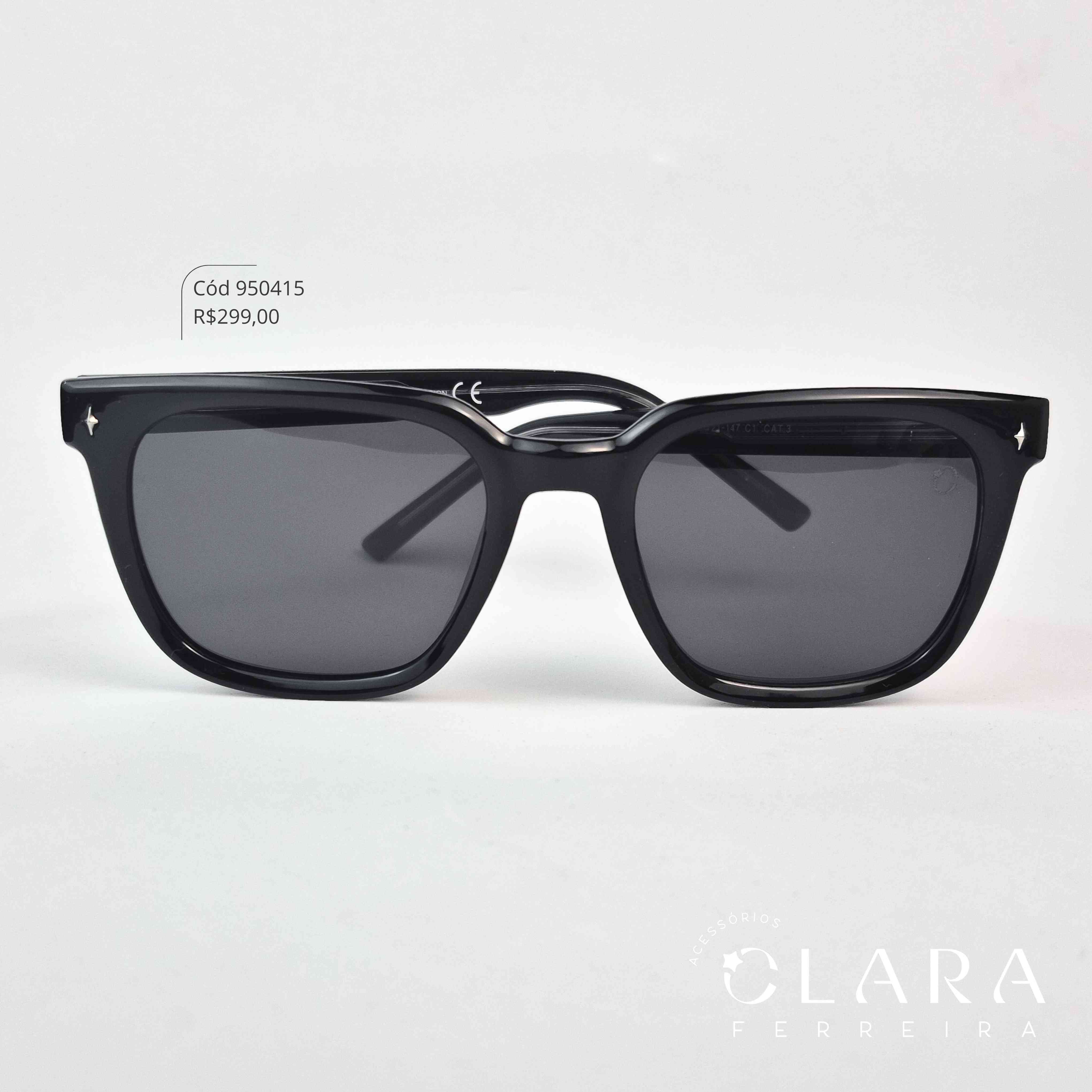 Óculos Solar QUADRADO PRETO - INSPIRAÇÃO RAY-BAN - Lente Anti-impacto Polarizada - BZ028-C1