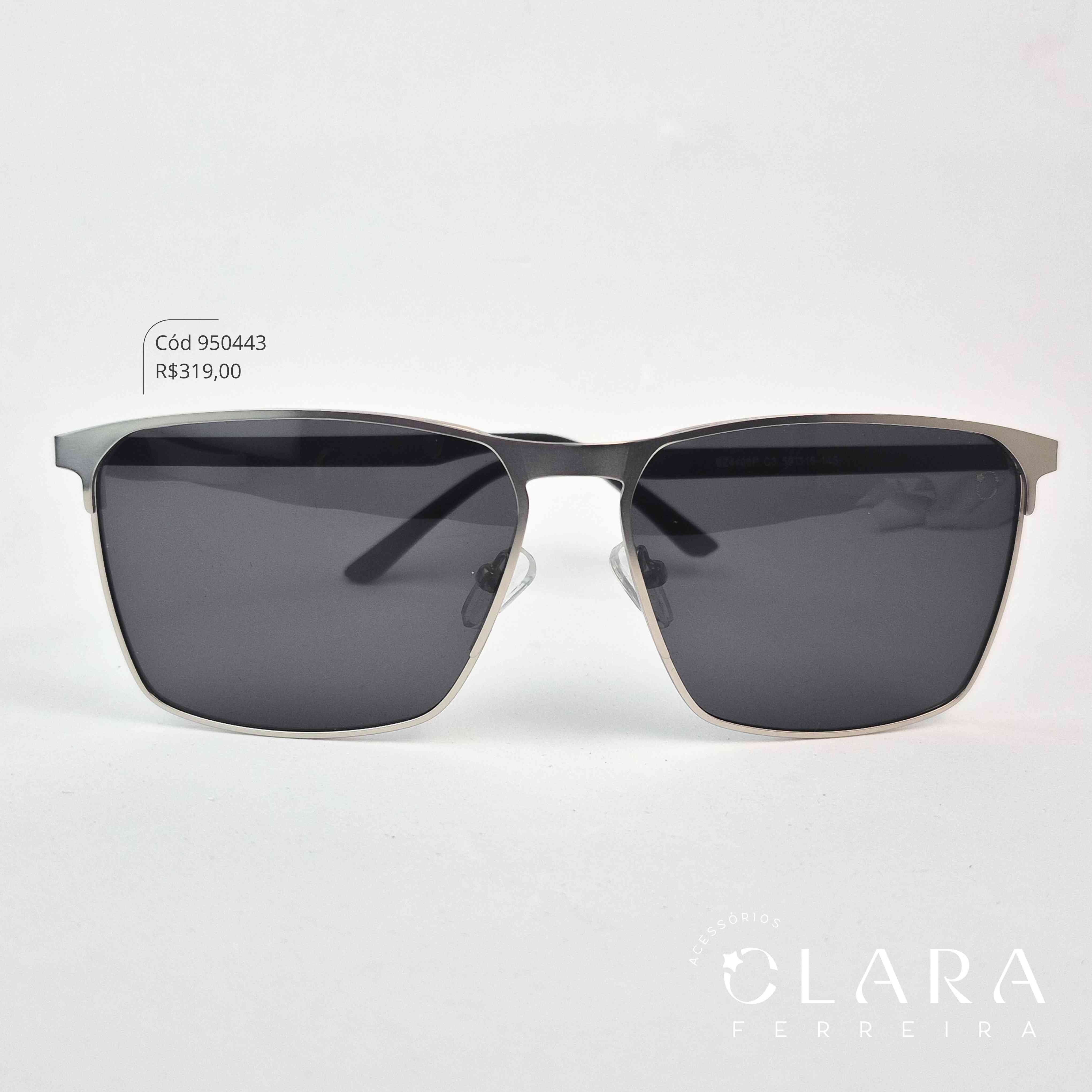 Óculos Solar MASCULINO ARMAÇÃO EM METAL - INSPIRAÇÃO RAY-BAN - Lente Anti-impacto Polarizada - BZ4408P-C3