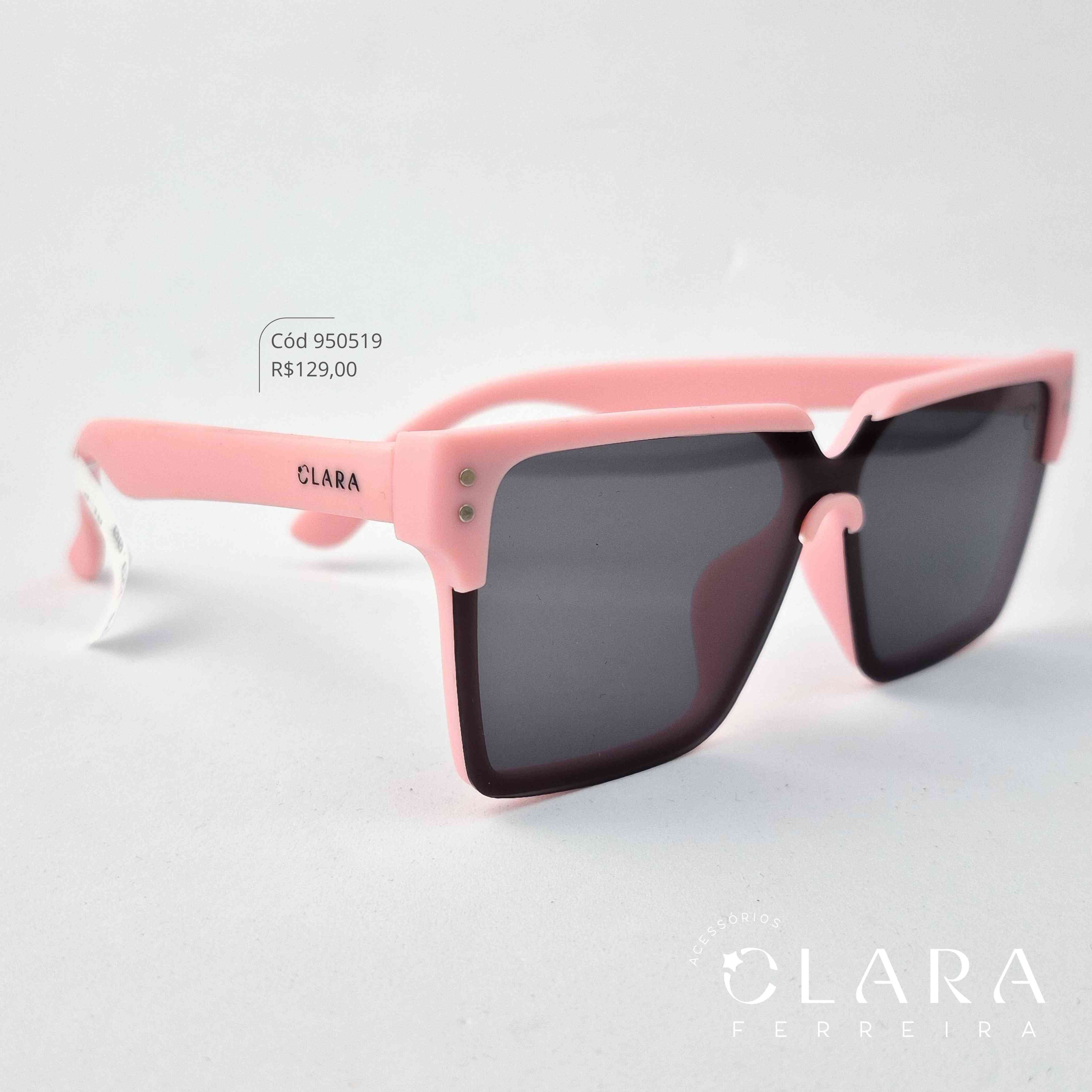 Óculos Solar INFANTIL QUADRADO ROSA - CLARINHA KIDS - Lente Anti-impacto Polarizada - S8356P-22