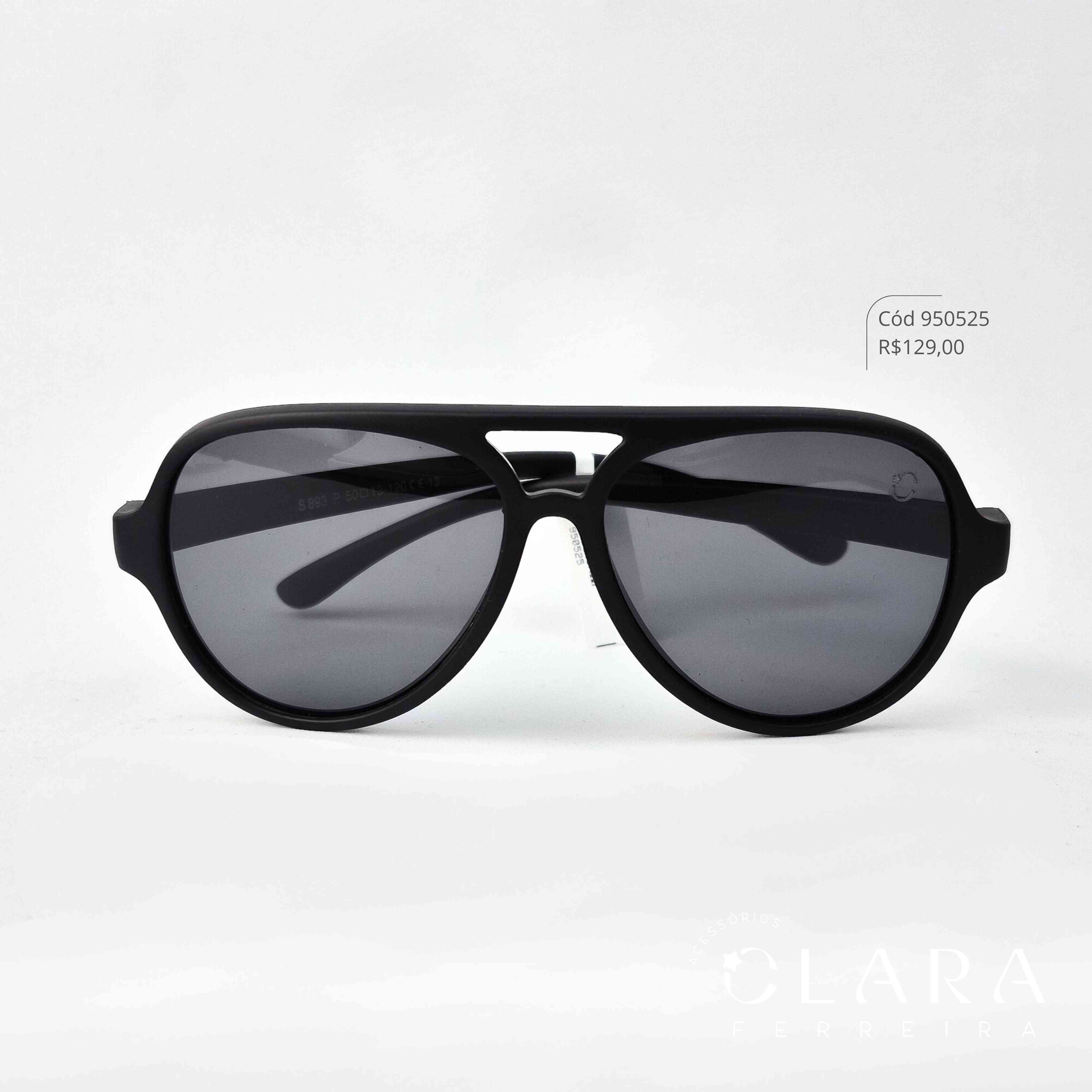 Óculos Solar INFANTIL AVIADOR PRETO - CLARINHA KIDS - Lente Anti-impacto Polarizada - S893P-13