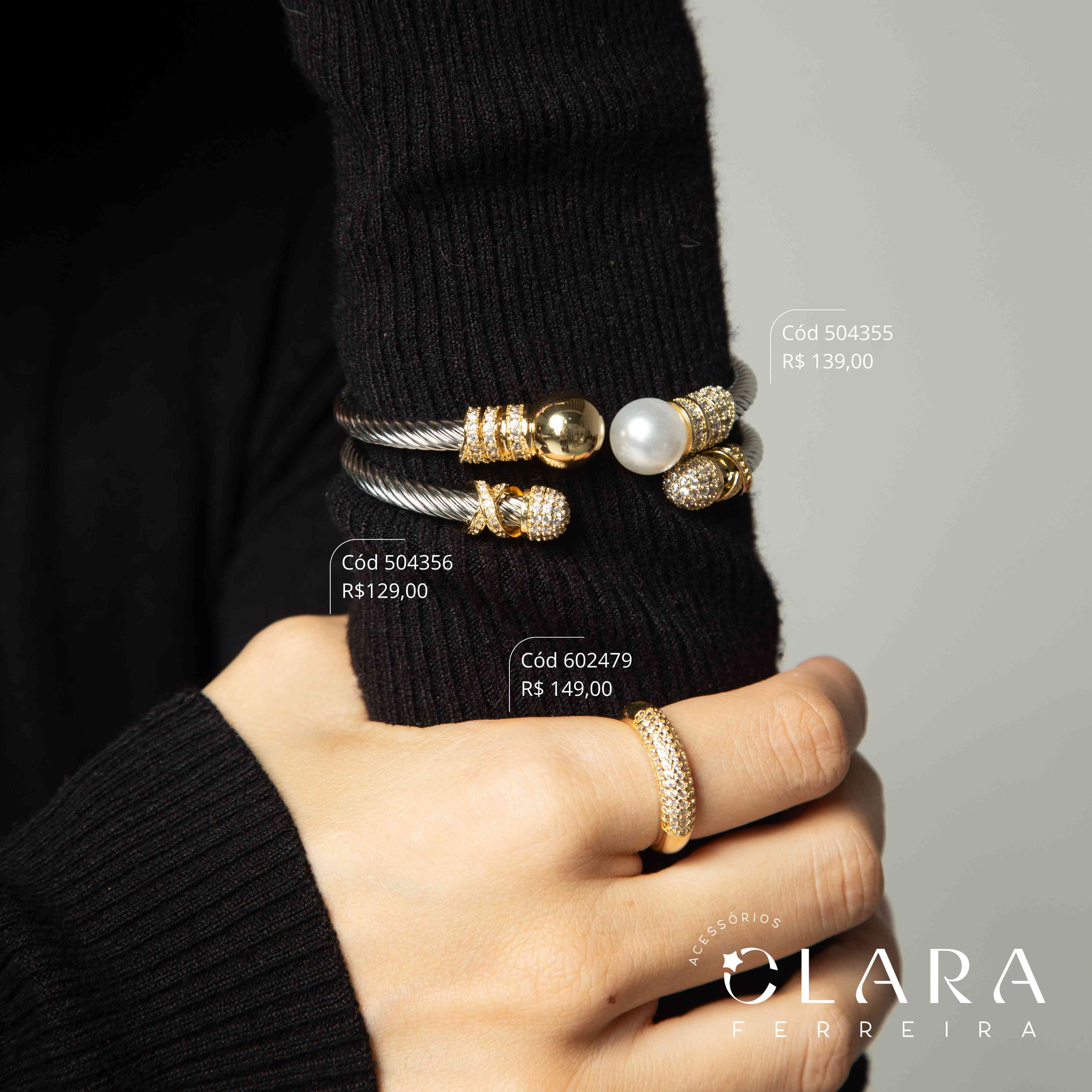 PULSEIRA BRACELETE RÍGIDO TORCIDO C/ PONTAS CHUVEIRINHO MICROZIRCÔNIAS - 9MM - Aço