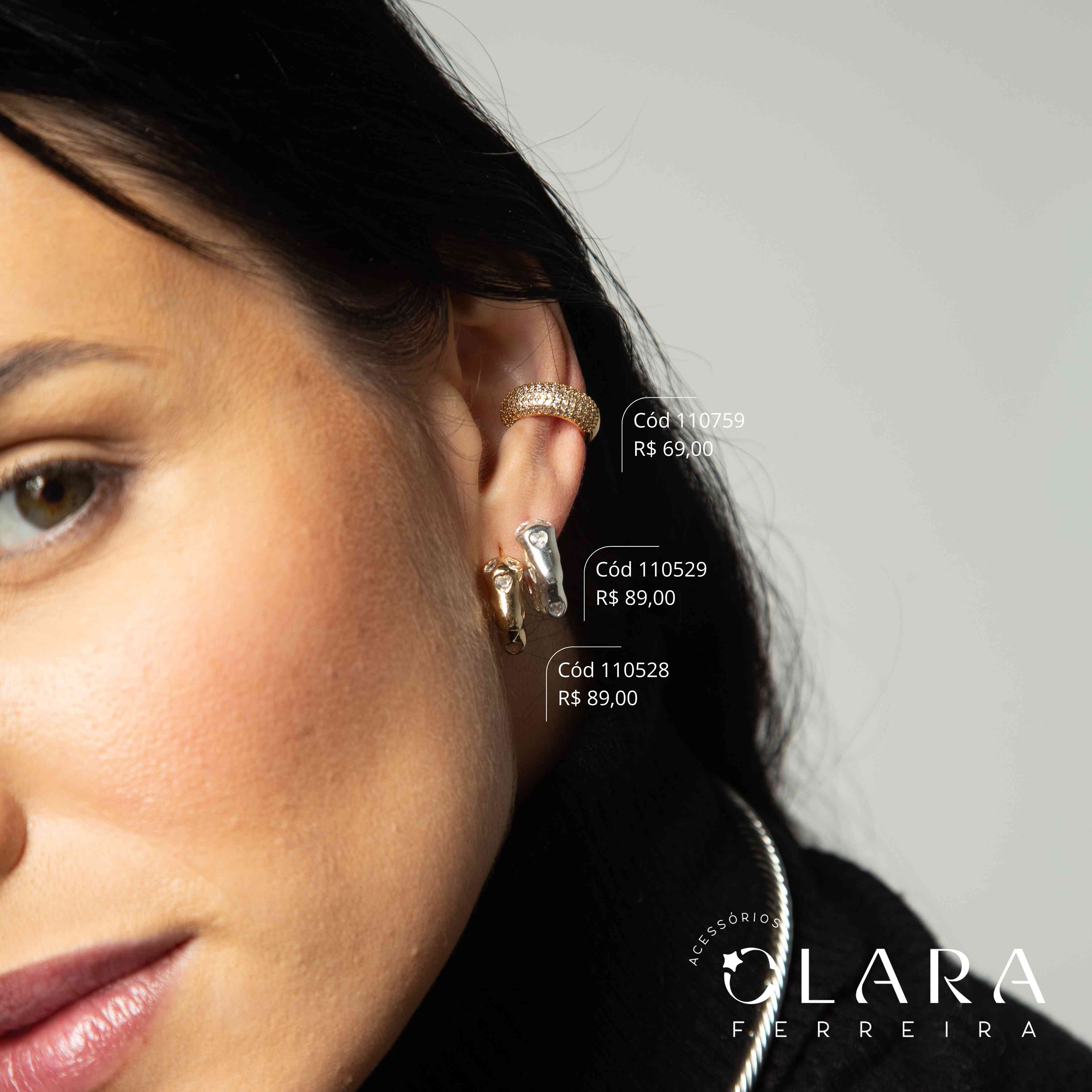 BRINCO PIERCING FAKE 6 FILEIRAS MICROZIRCÔNIAS - 6M - Dourado