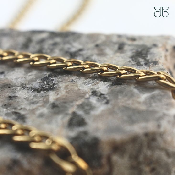 CORRENTE MASCULINA AÇO INOXIDAVEL DOURADA GRUMET 1.2 60CM