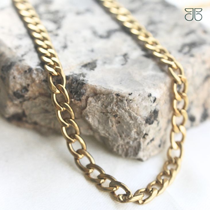 CORRENTE MASCULINA AÇO INOXIDAVEL DOURADA GRUMET 1.2 60CM