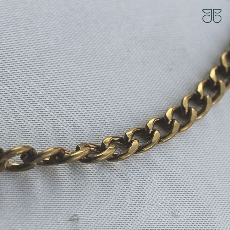 CORRENTE MASCULINA AÇO INOXIDAVEL DOURADA GRUMET 1.2 60CM