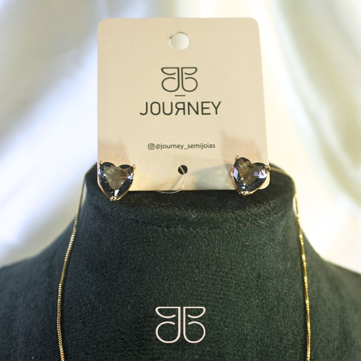 CONJUNTO PEDRA CORAÇÃO GRAFITE