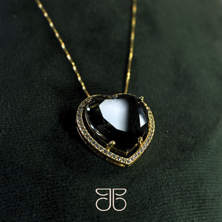 CONJUNTO PEDRA CORAÇÃO GRAFITE